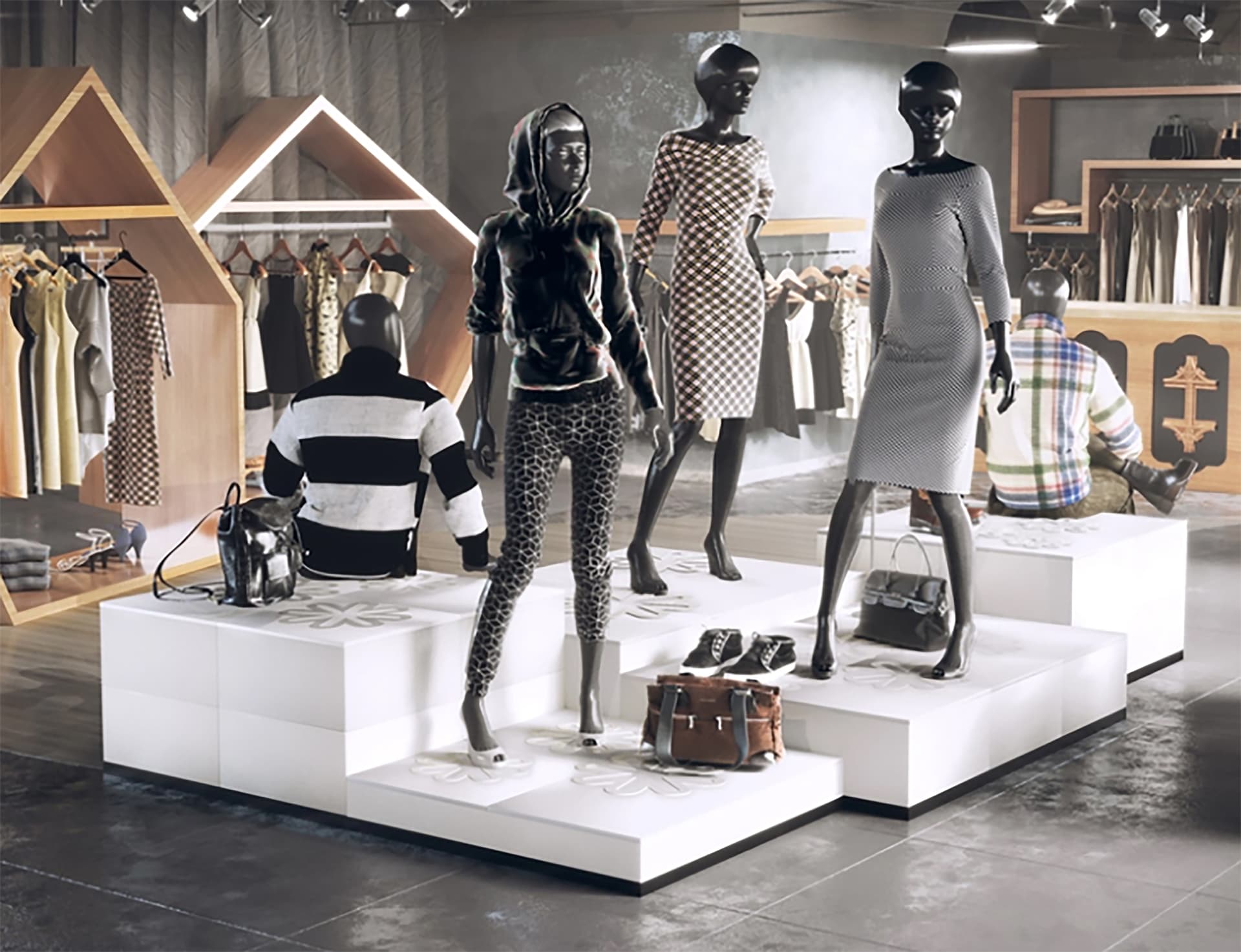 riser display set in clothing store