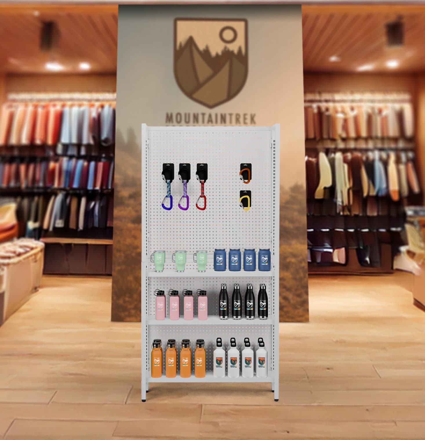 Gondola shelving unit in retail shop