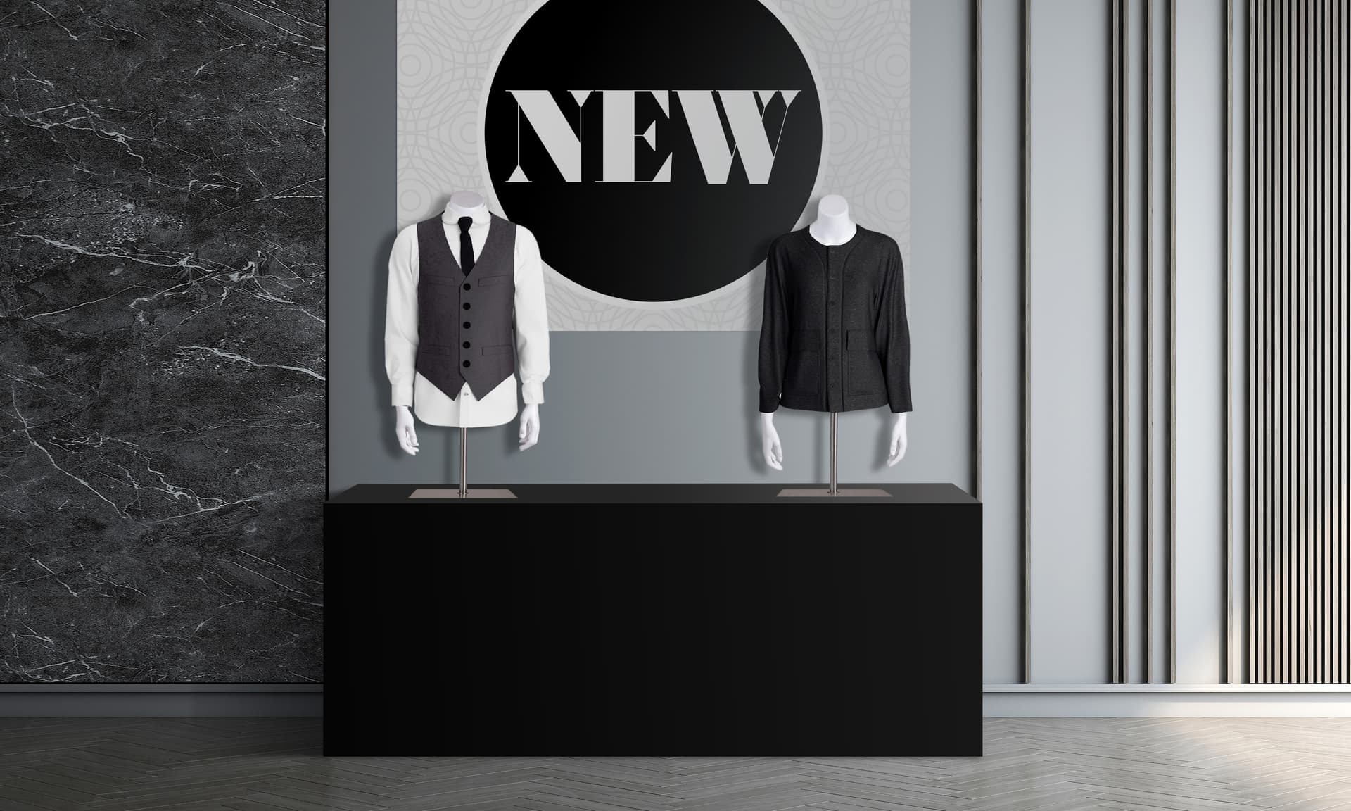 Mannequin torsos in retail setting