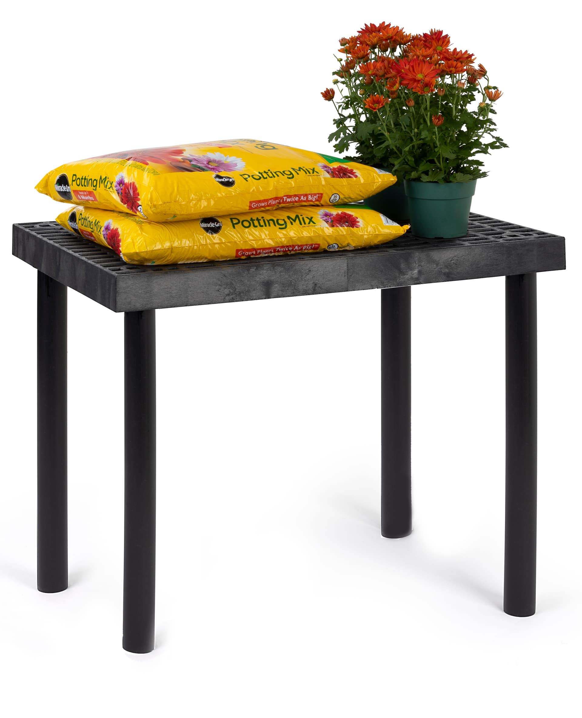 Durable plastic display bench with weather resistant construction 