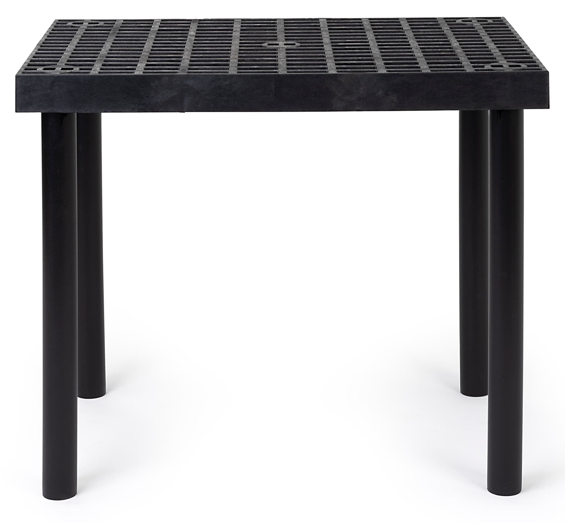 Plastic display bench with matte black finish 