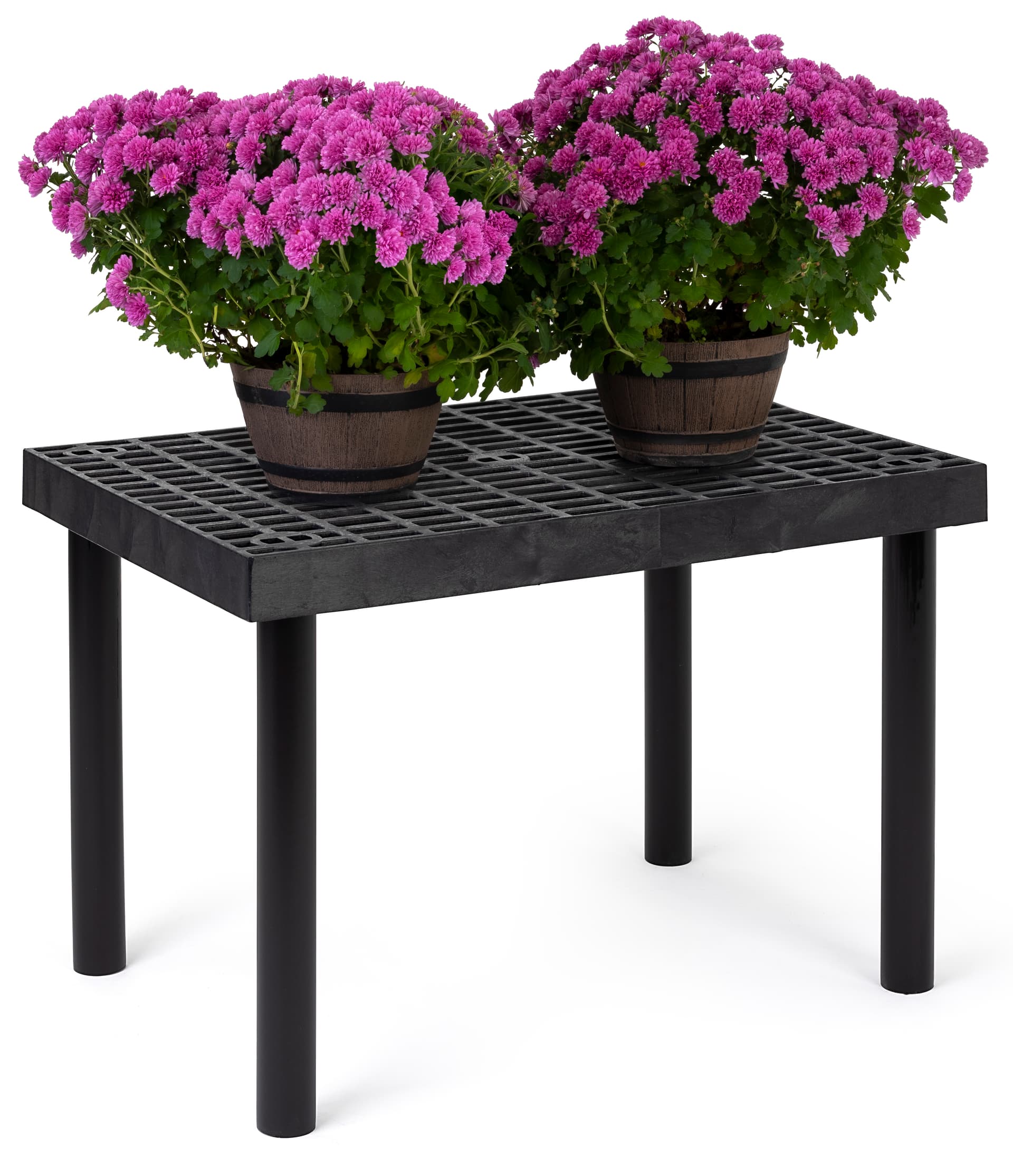 Durable outdoor display table is made of recyclable plastic material