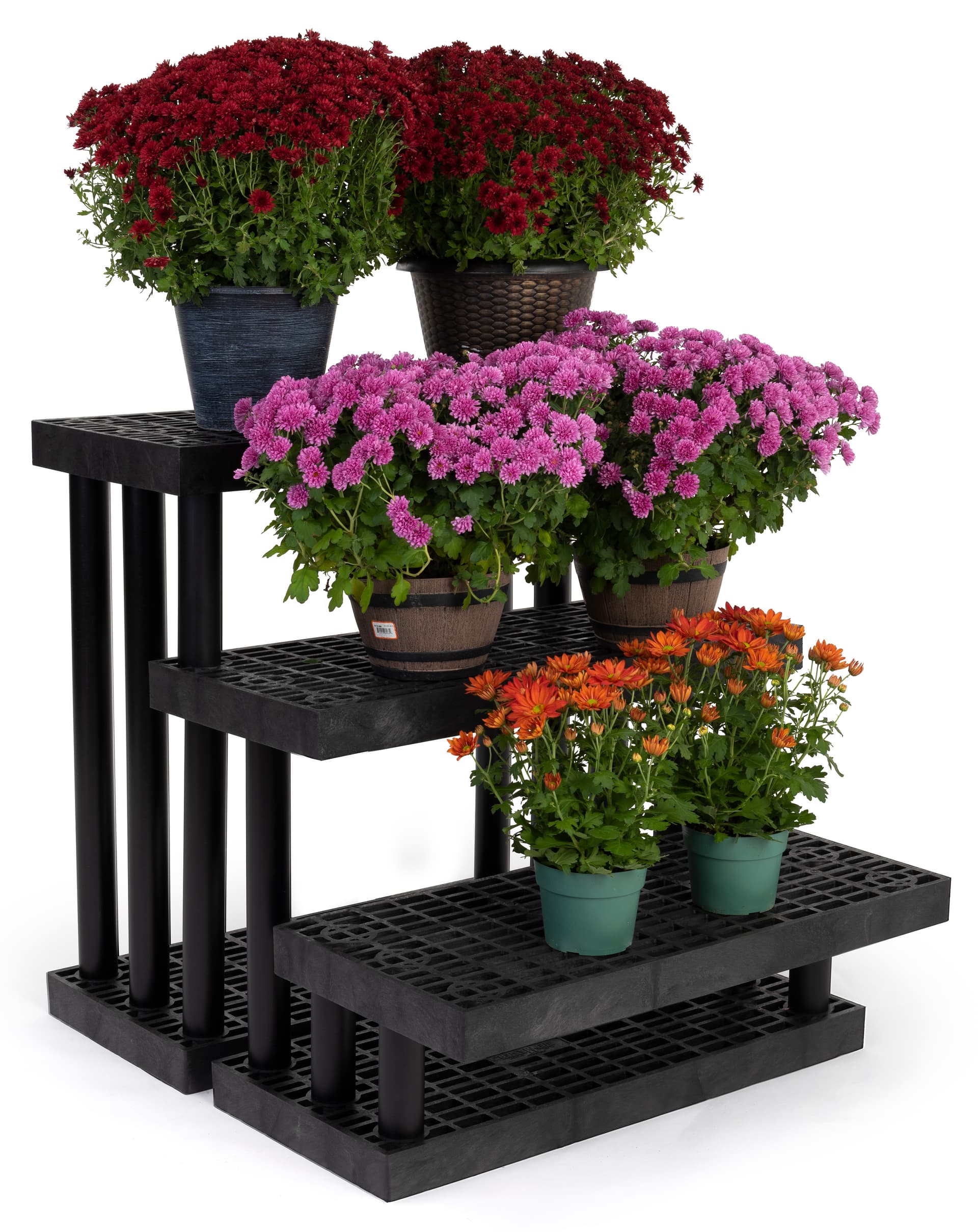 Heavy duty 3 tier outdoor display with polyethylene construction 