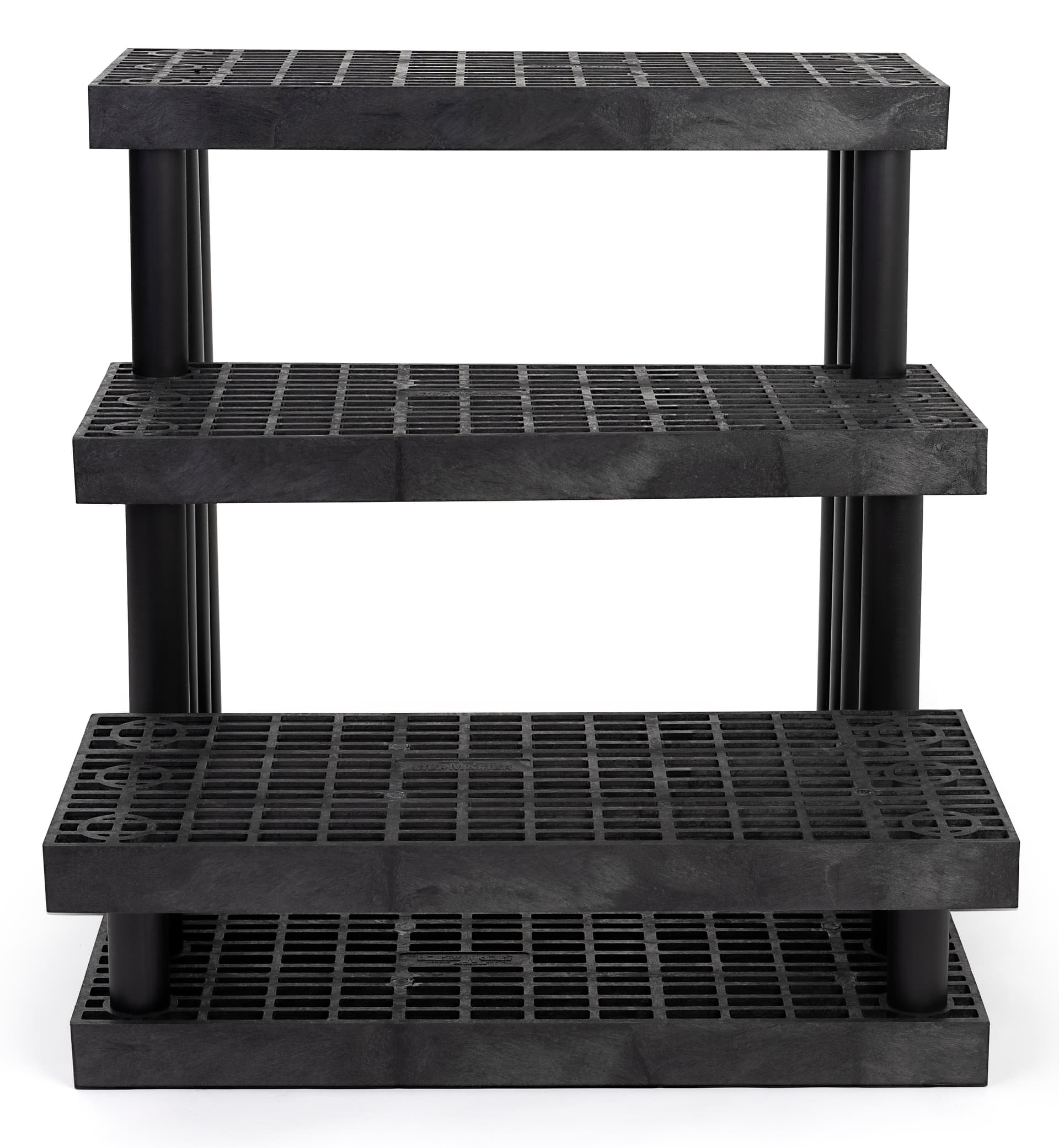 3 tier outdoor display with grid tops and removable legs 