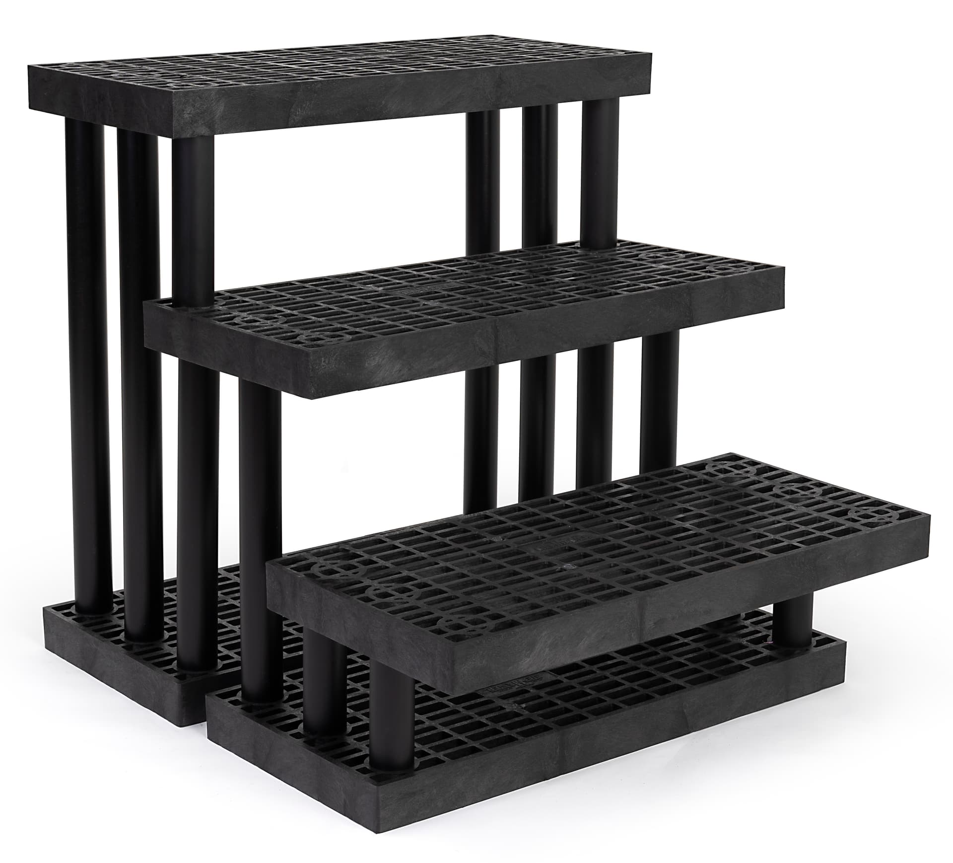 3 tier outdoor display with 36 inch wide merchandising space 