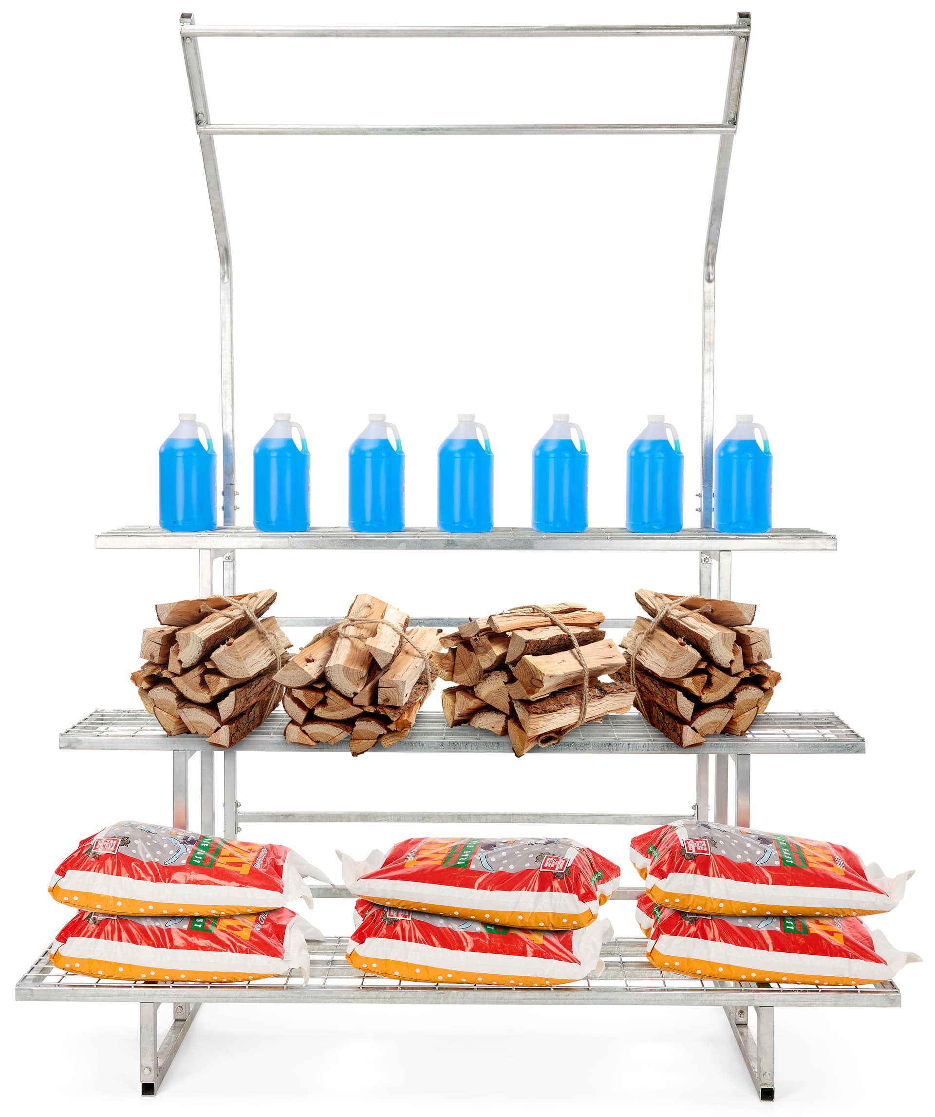 Steel nursery plant rack with a width of 73 inches and height of 79 inches