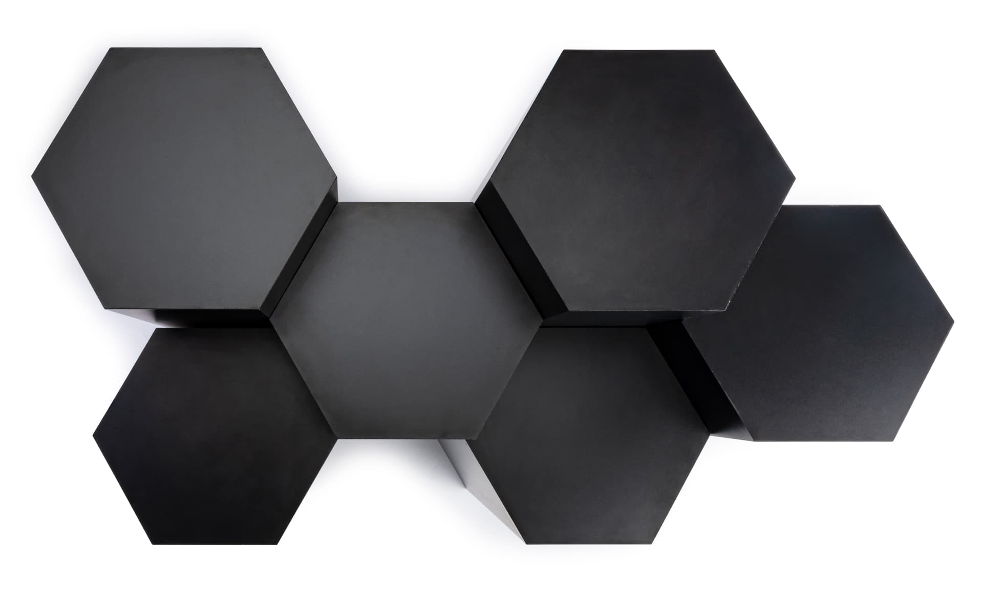 Hexagon museum plinth set with six flat sides