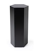Hexagon retail pedestal with laminated black particleboard
