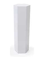 Hexagonal display pedestal with overall height of 42 inches