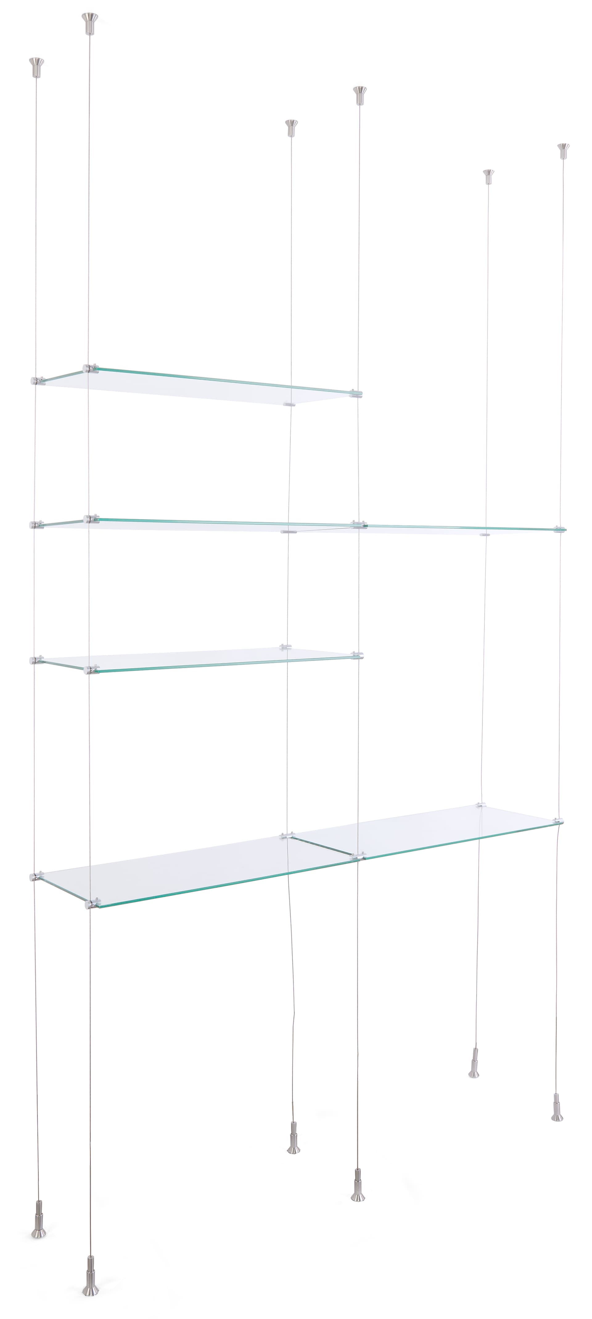 Glass shelves for SMHGSET4 cable shelving system with two additional extension glass shelves 