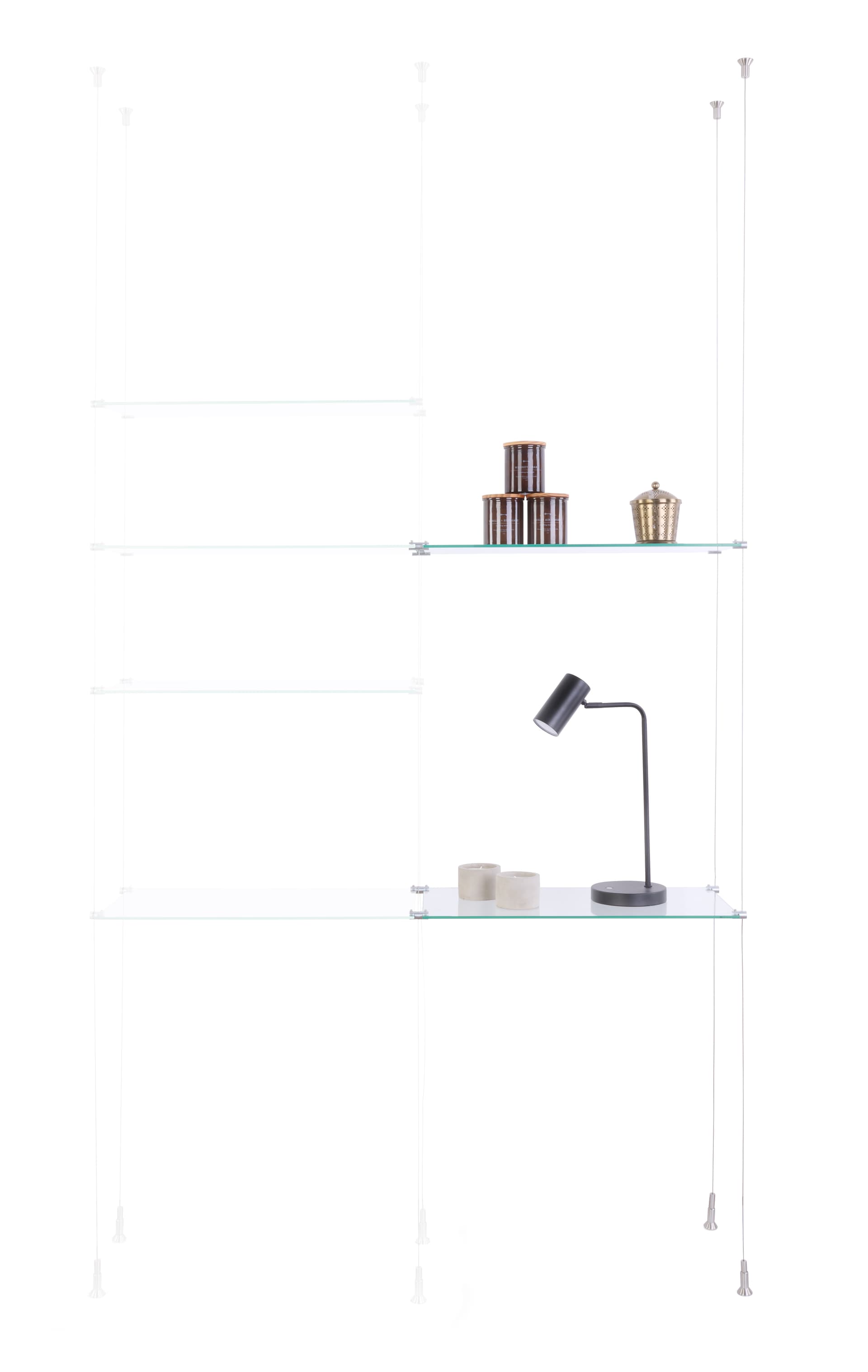 Glass shelves for SMHGSET4 cable shelving system with versatile design 