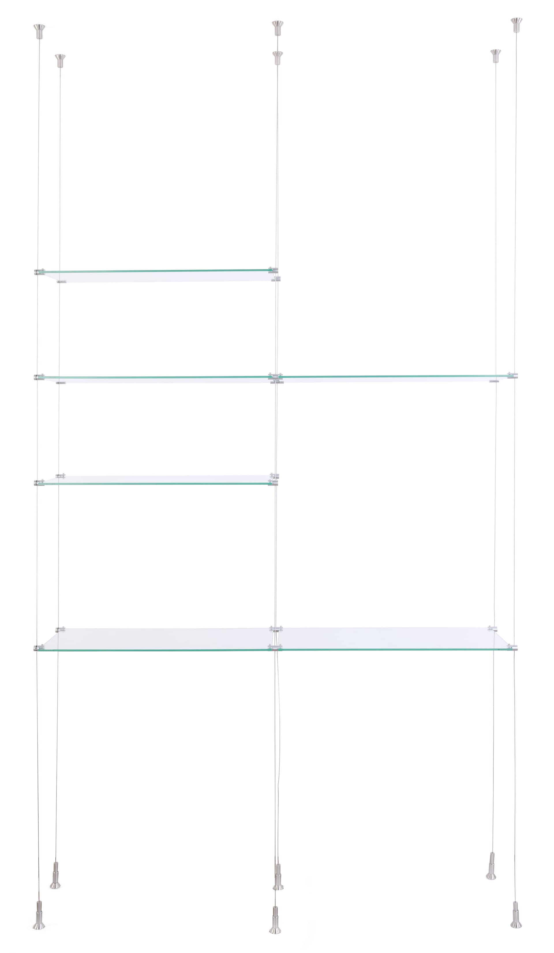 Glass shelves for SMHGSET4 cable shelving system with can hold up to 11 pounds per shelf