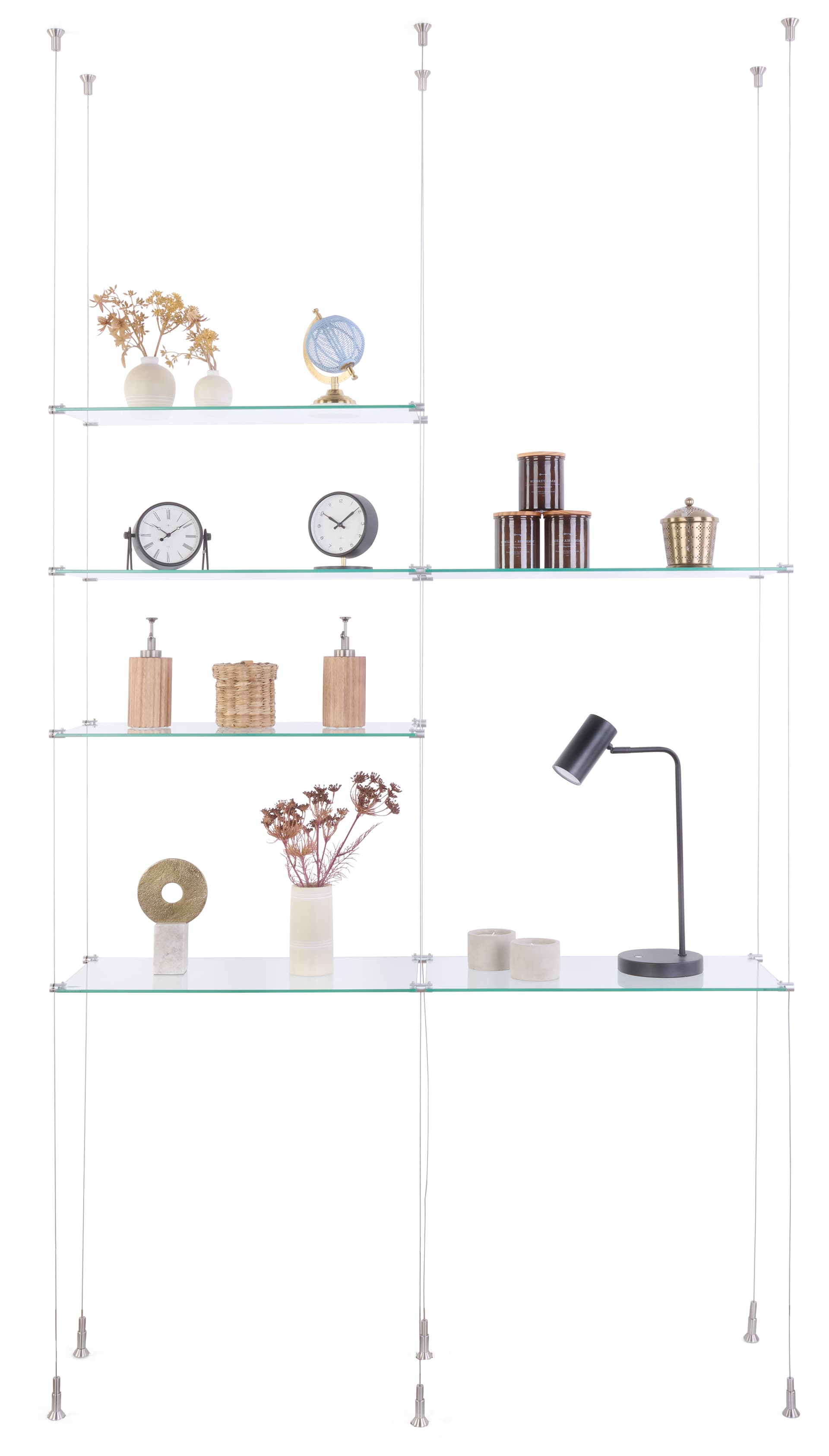 Glass shelves for SMHGSET4 cable shelving system with space-saving design