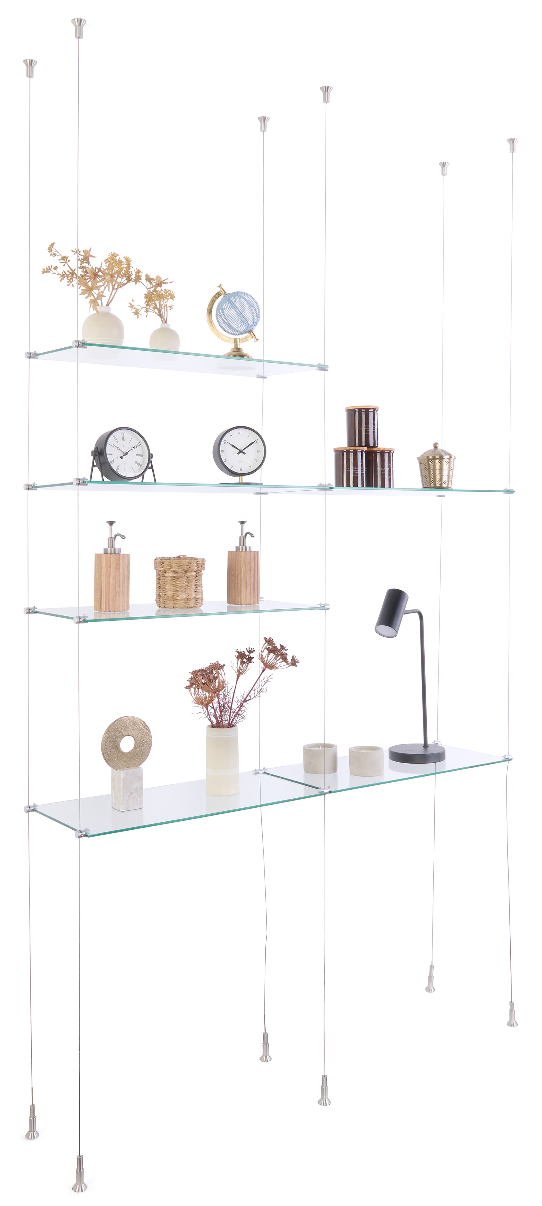 Glass shelves for SMHGSET4 cable shelving system with 24 inch sizes