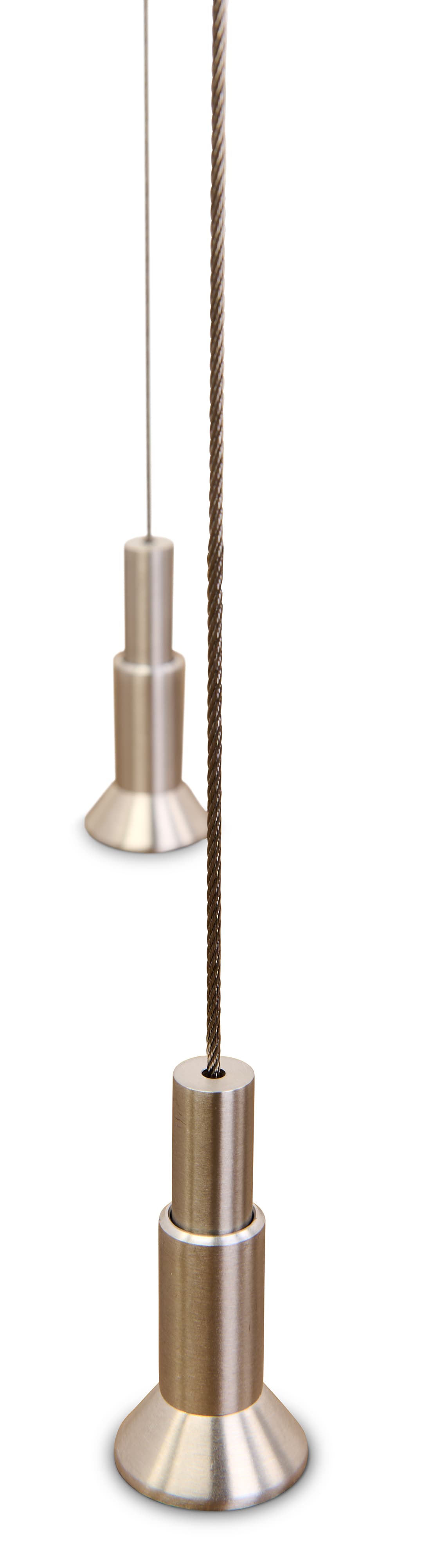 Cable suspended shelves with three piece floor mounting set