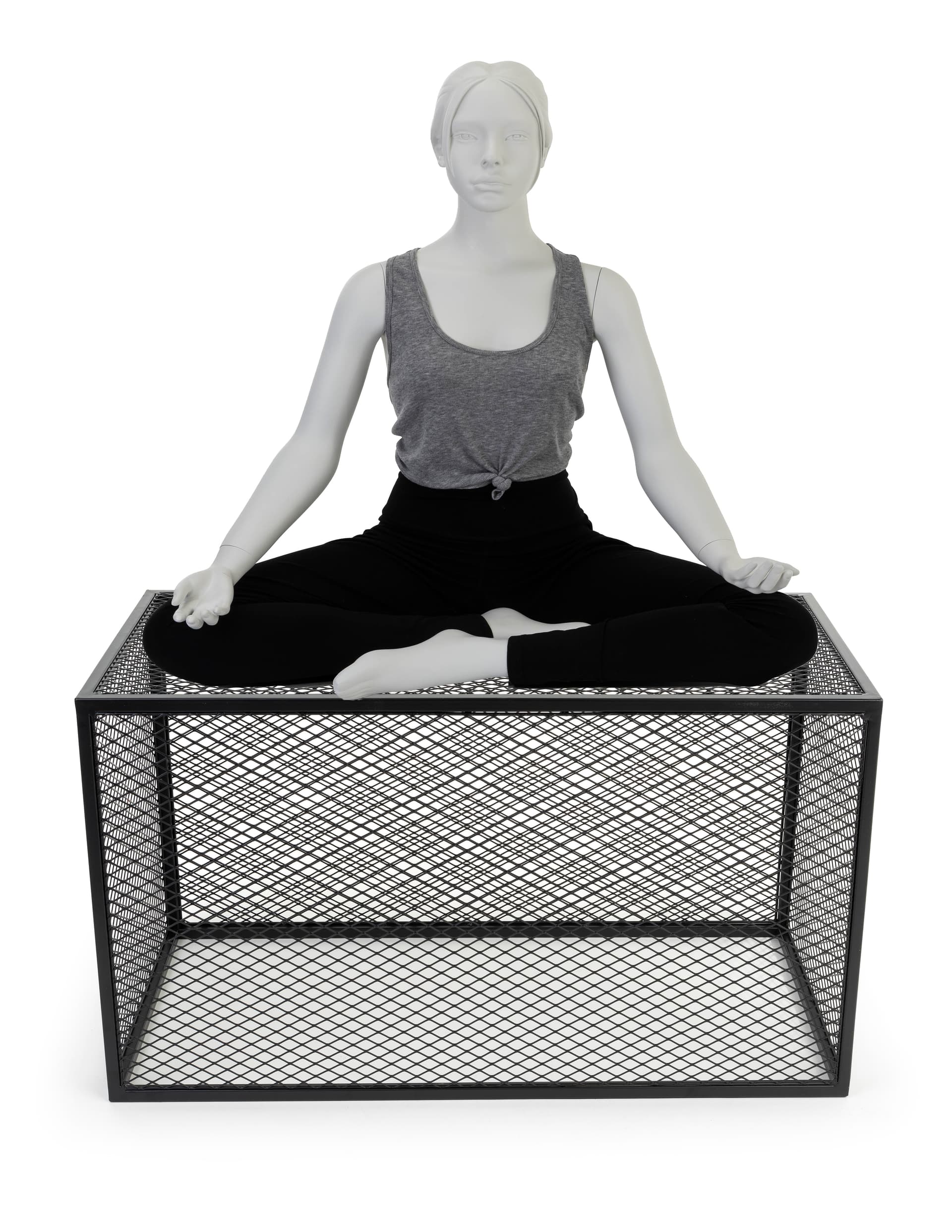 Expanded metal display base with overall height of 20 inches