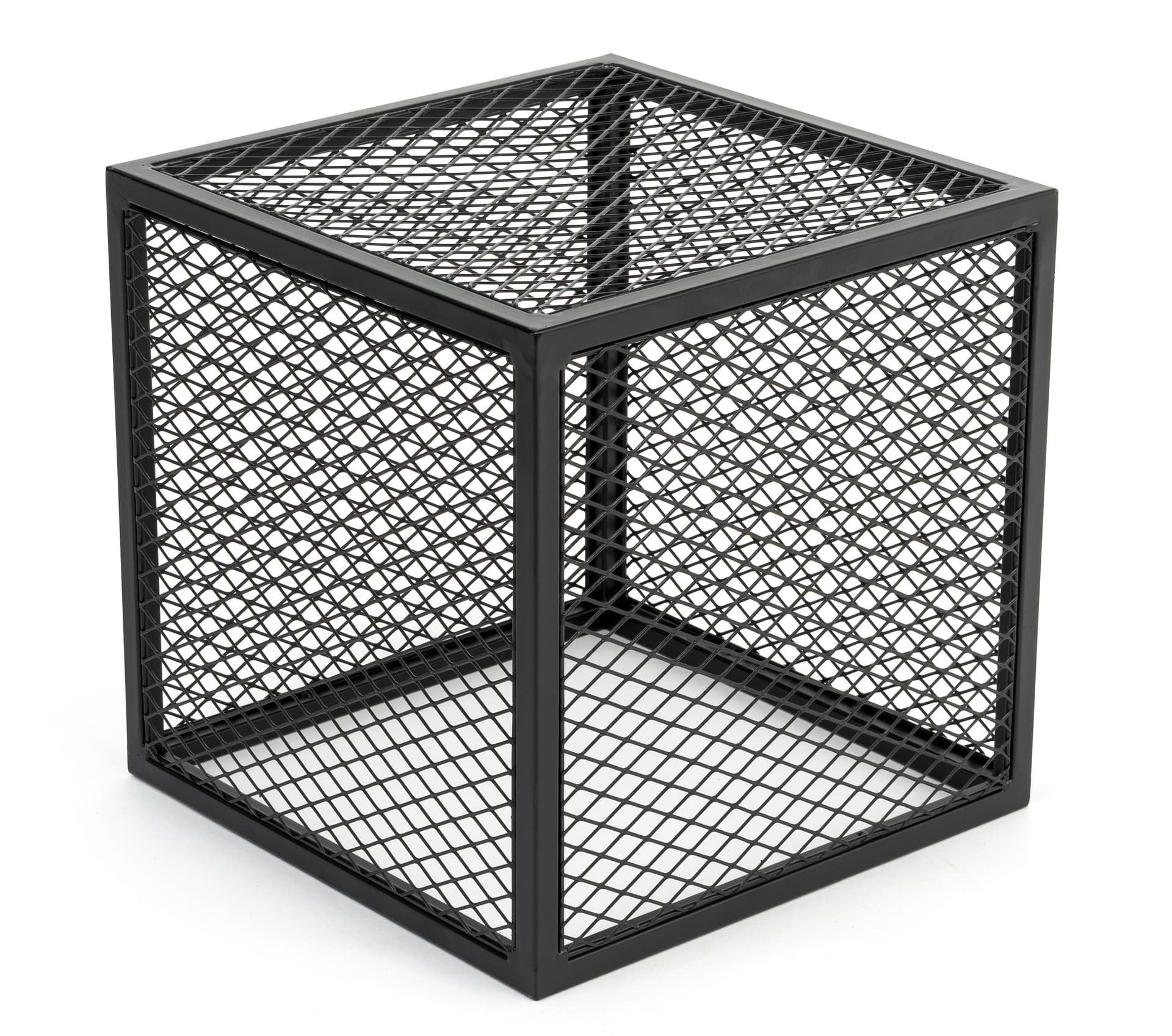Rectangular iron mesh riser box with black powder coated finish