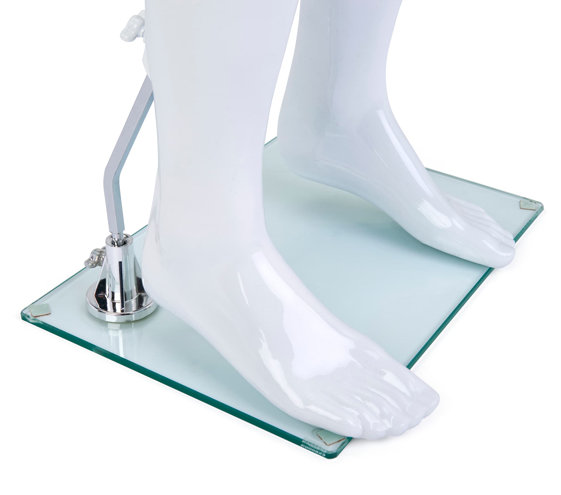 Full body male mannequin with square tempered glass base 