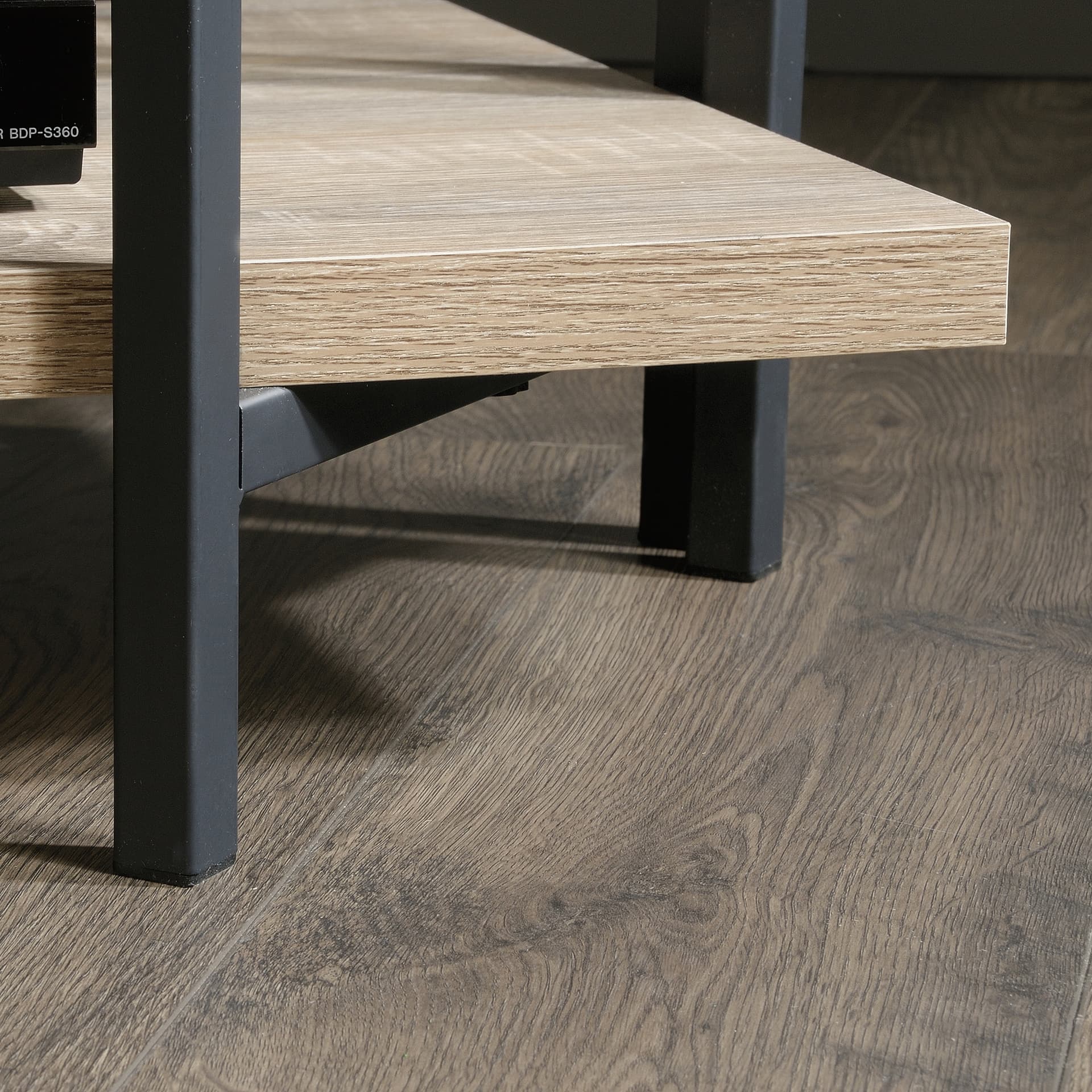 Wooden console table with shelves and rubber feet 