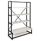 Portable Shelving Display with 4 Tiers, Floor Standing, Paulownia Wood  - White