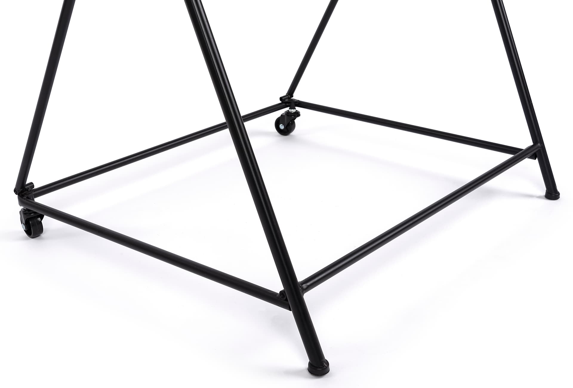 3-layer flower bucket rack with wheels in the back and rubber feet on the front