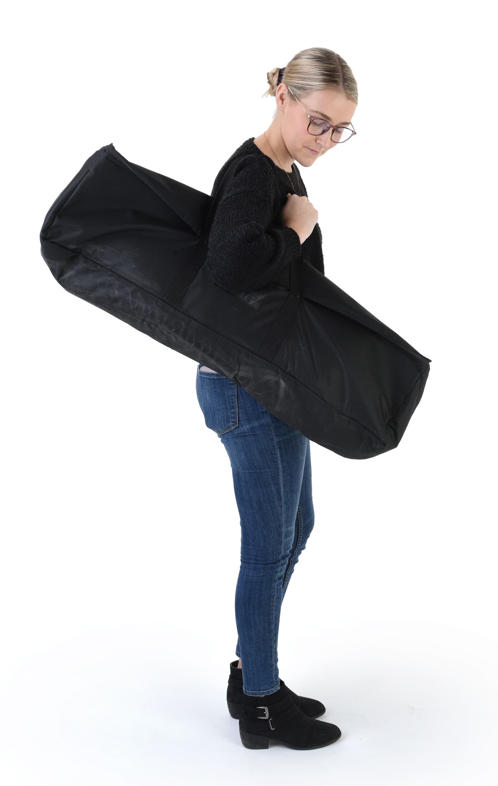 Portable dressing room with black carrying case