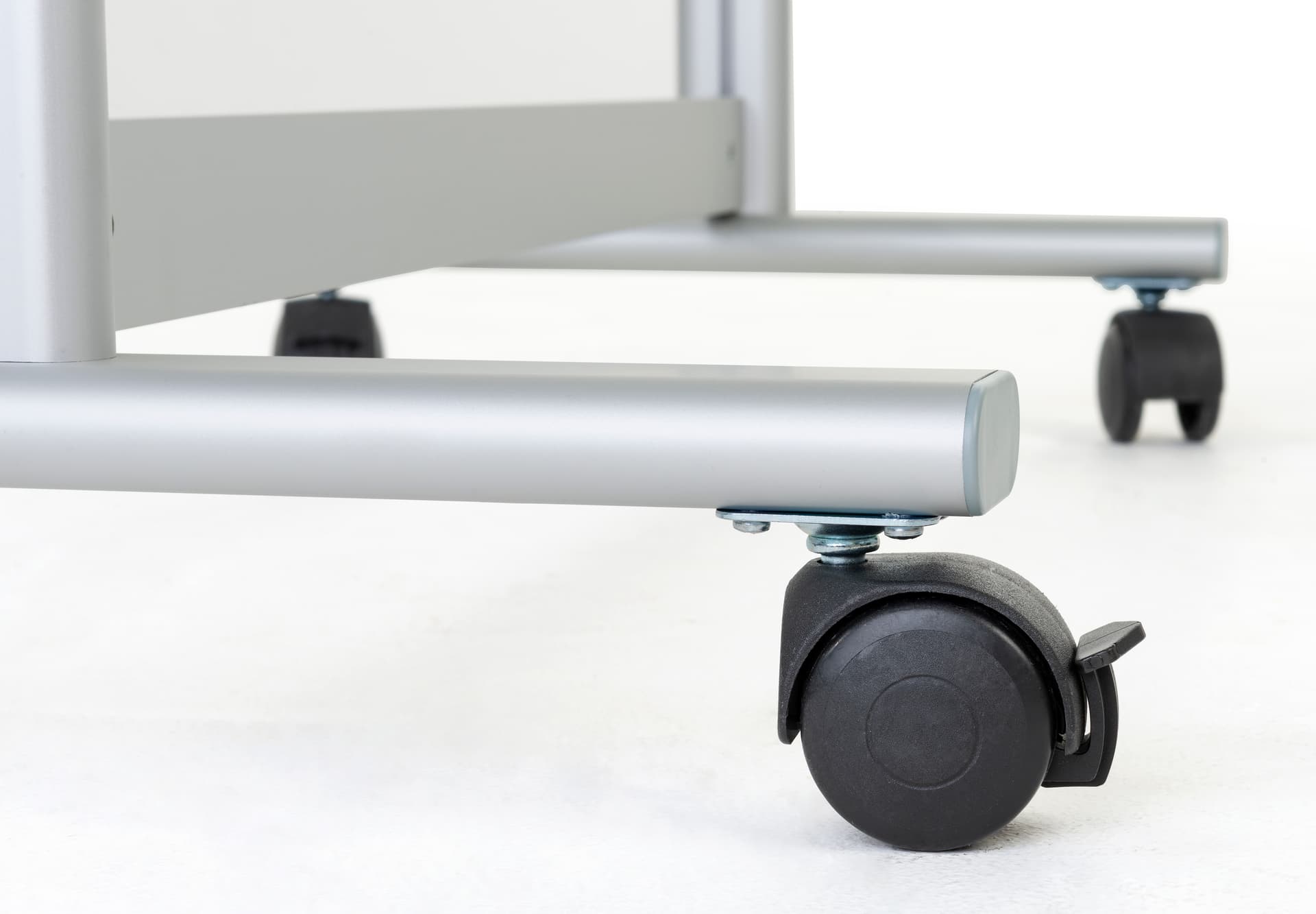 Portable acrylic sneeze guard with locking and non-locking ABS wheels