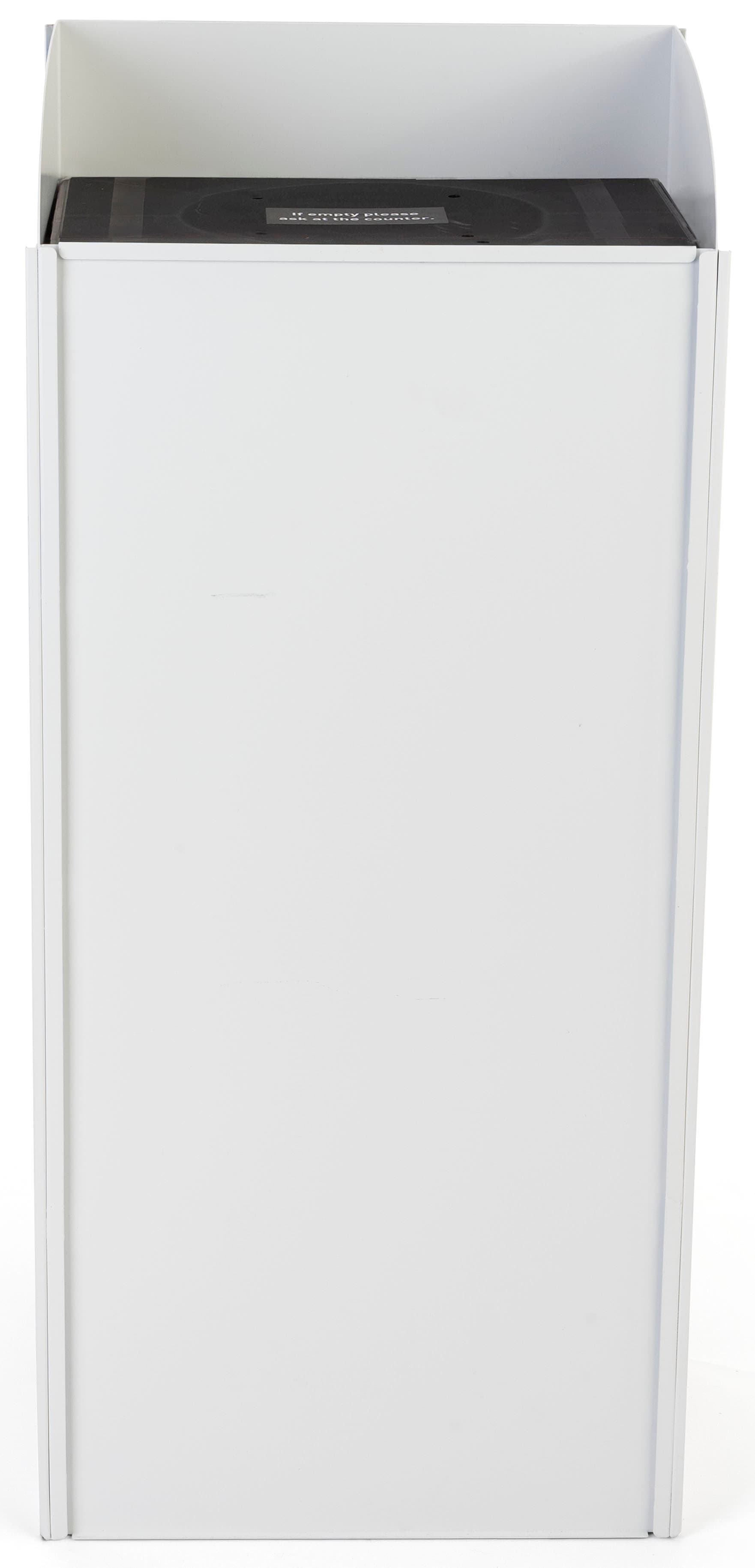 Custom retail beverage rack features white powder coated finish 