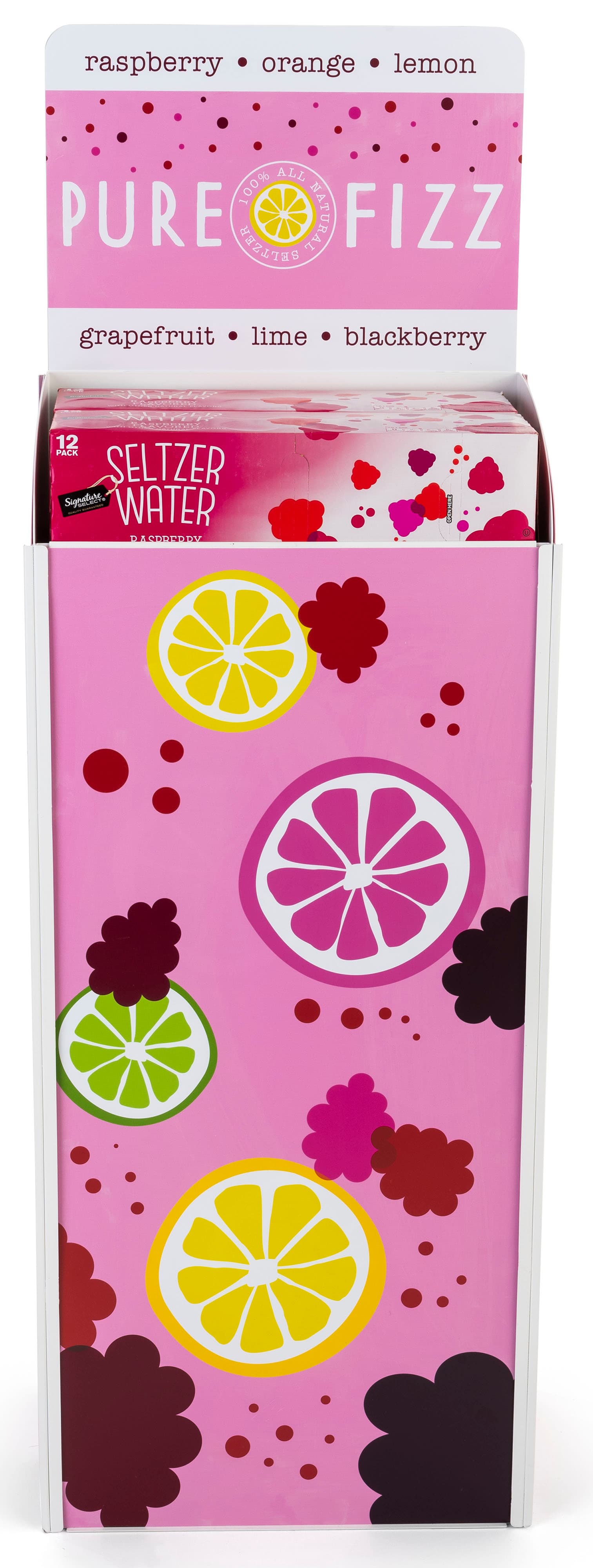 Custom retail beverage rack with personalized uv printed graphics 