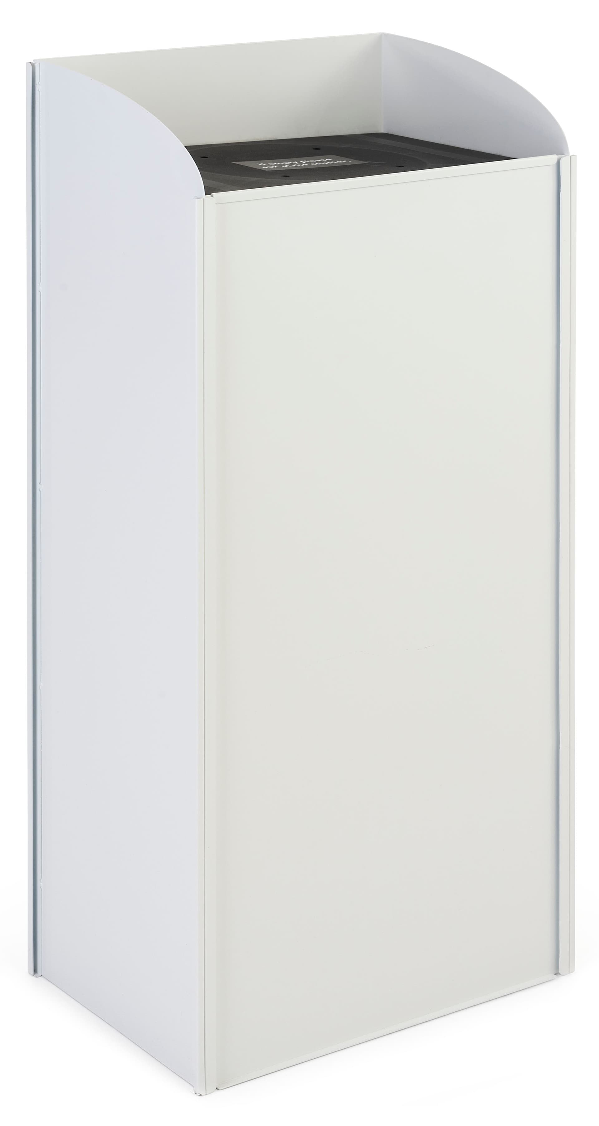White custom retail beverage rack with spring loaded base 