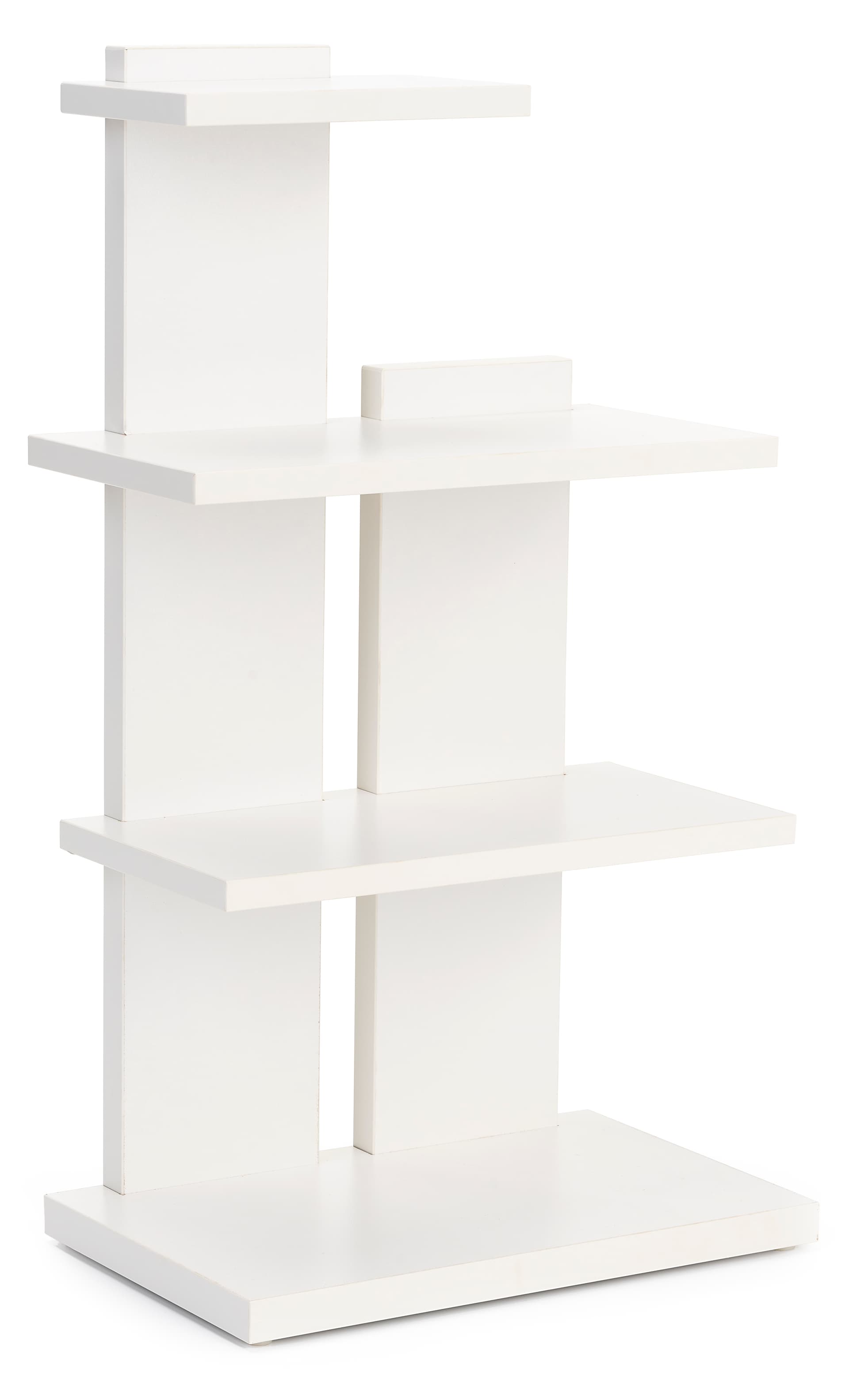 Tiered retail shelving display with three levels 