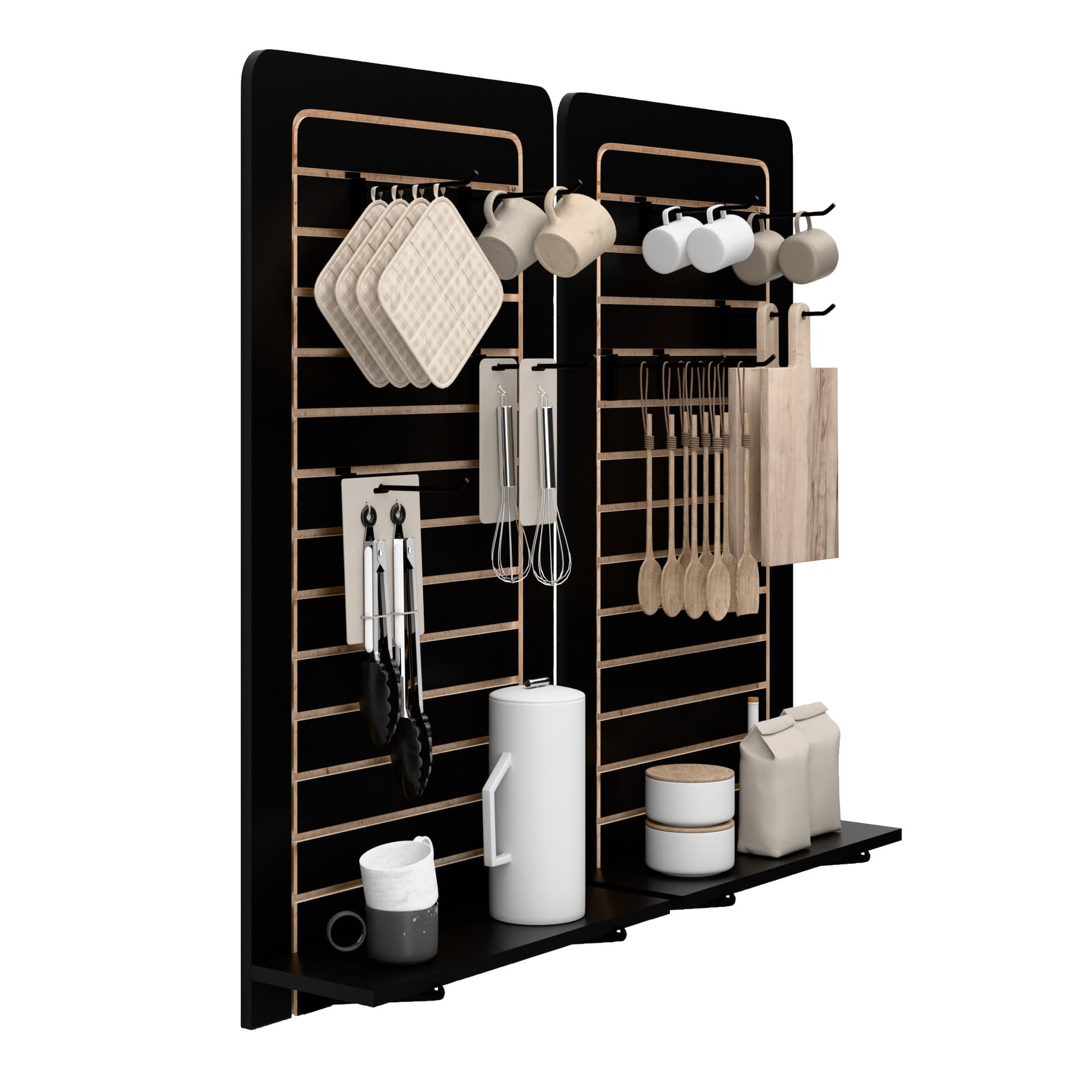 Retail slatwall panels with wall mounted design