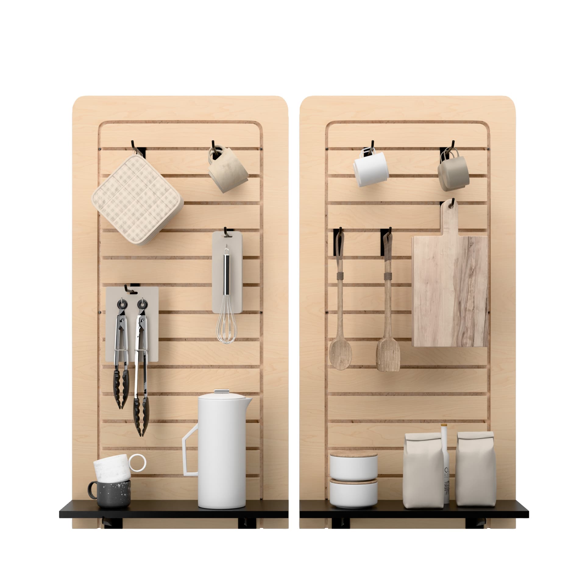 Retail slatwall panels with 2.5" clearance between channels