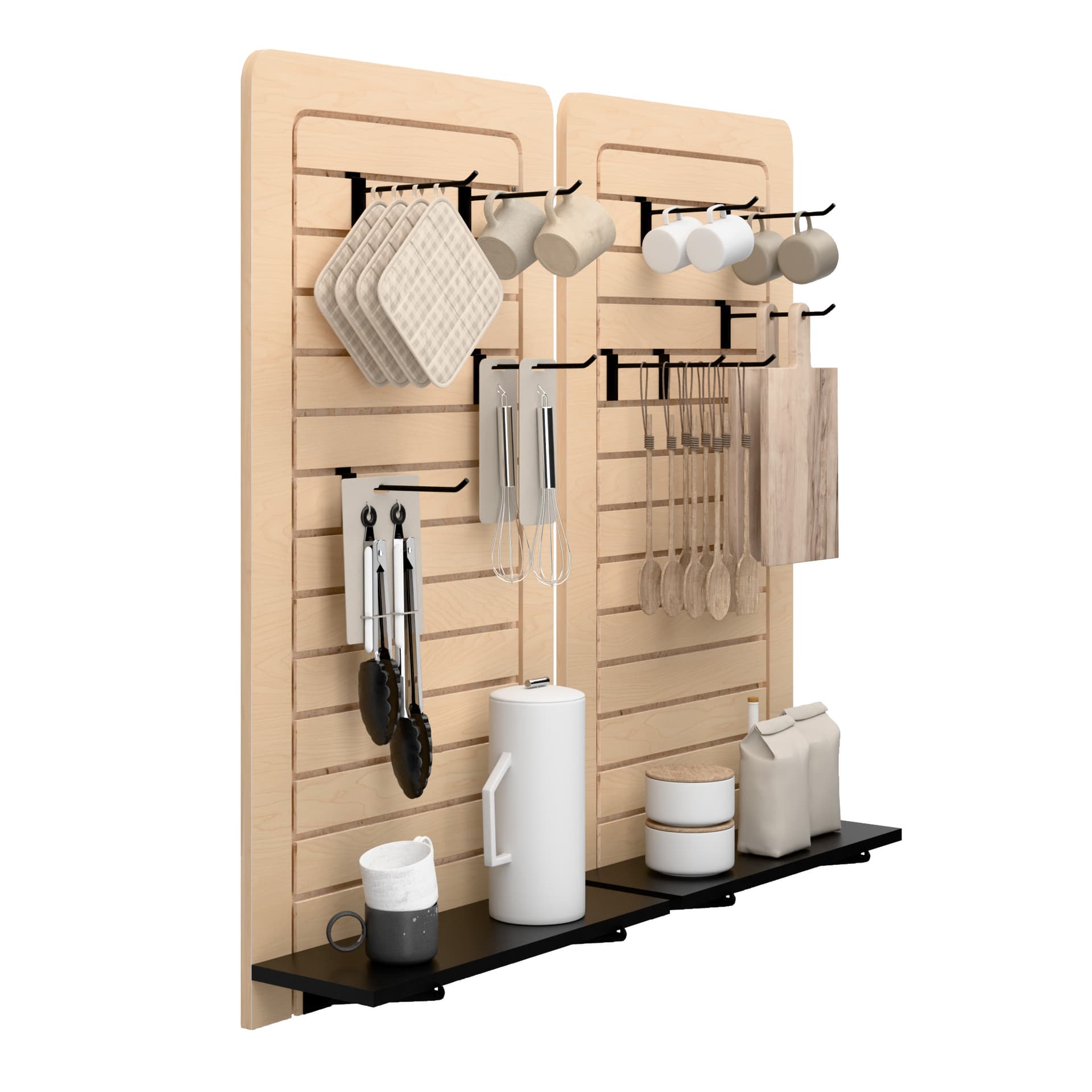 Retail slatwall panels in maple
