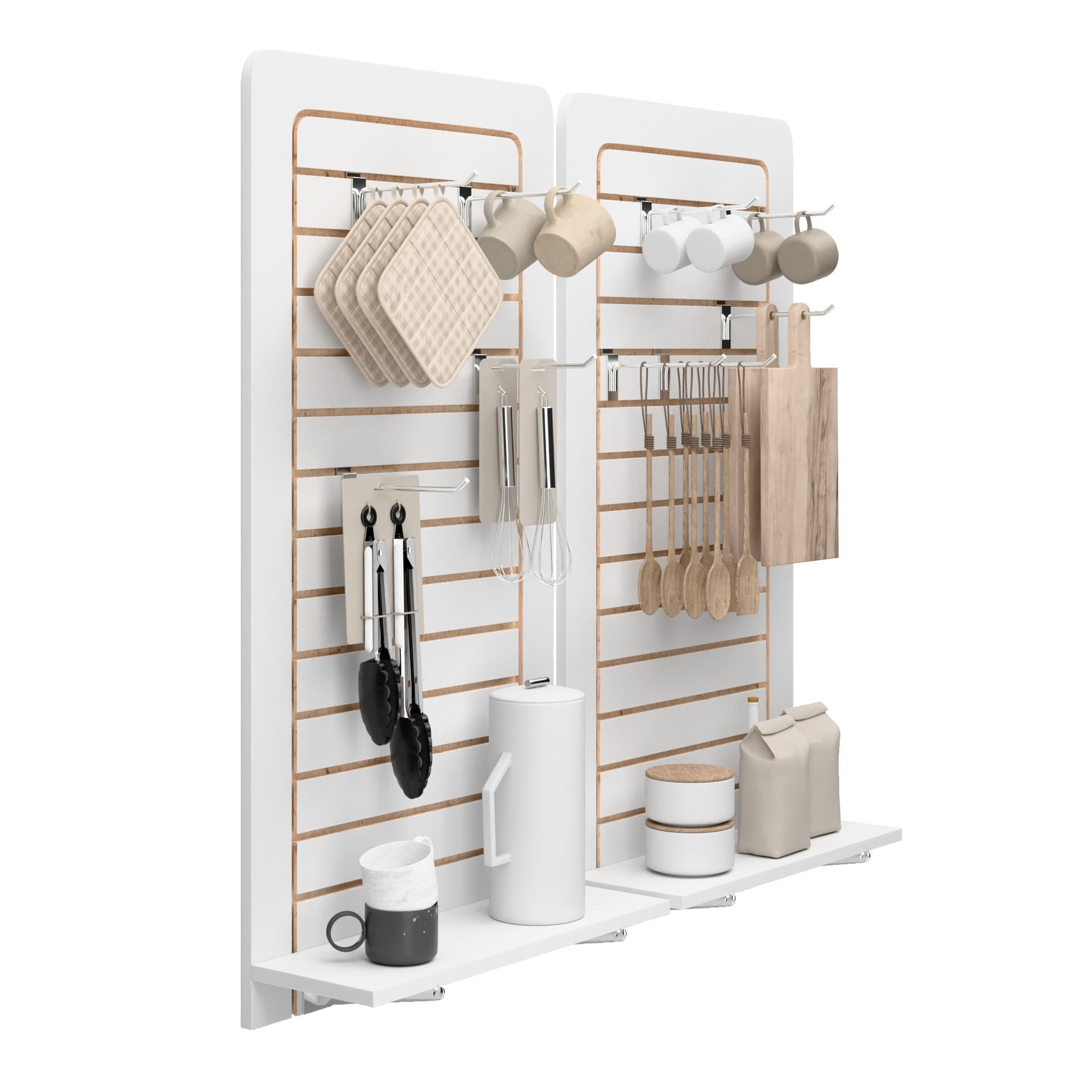Retail slatwall panels in white