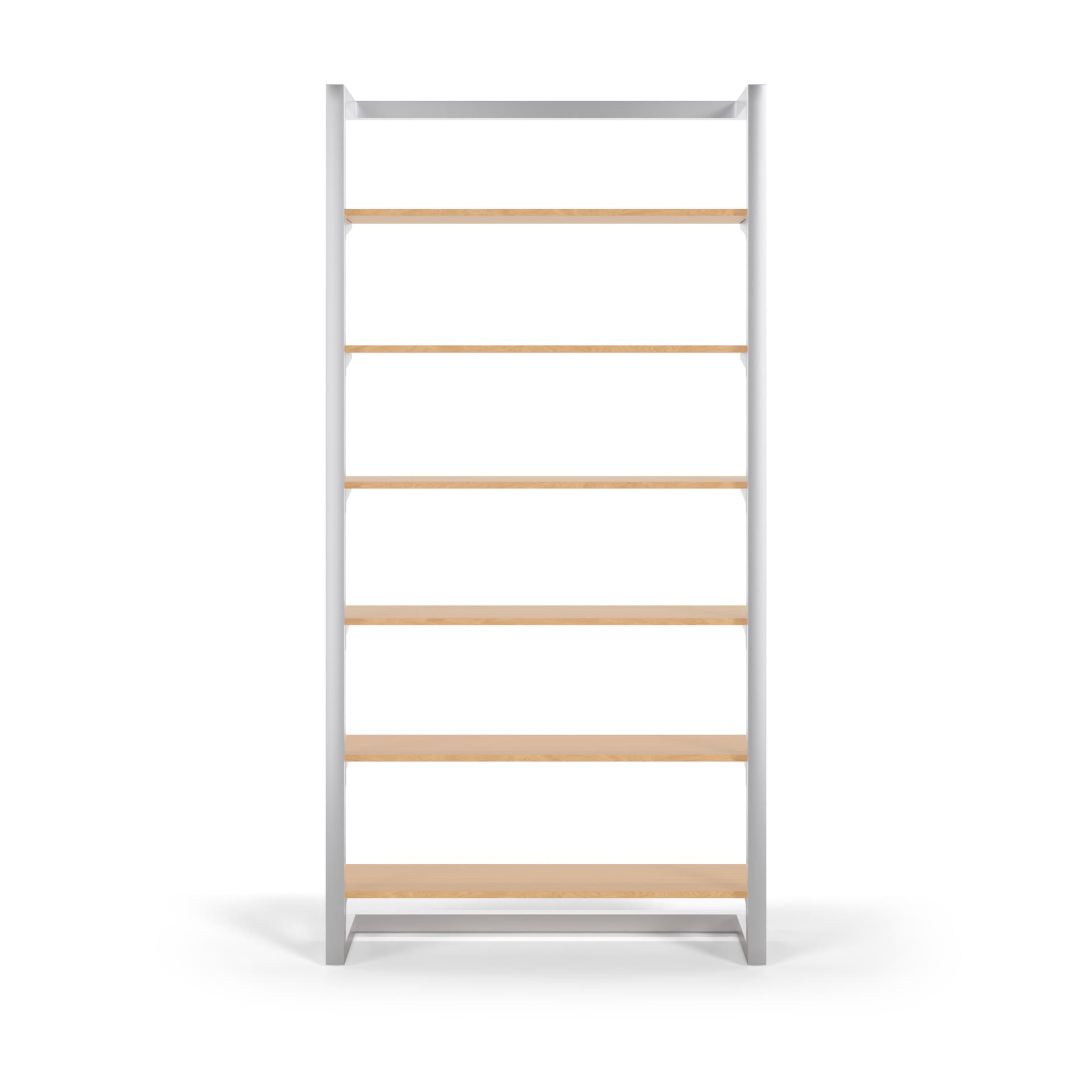 Wall mounted display with six shelves
