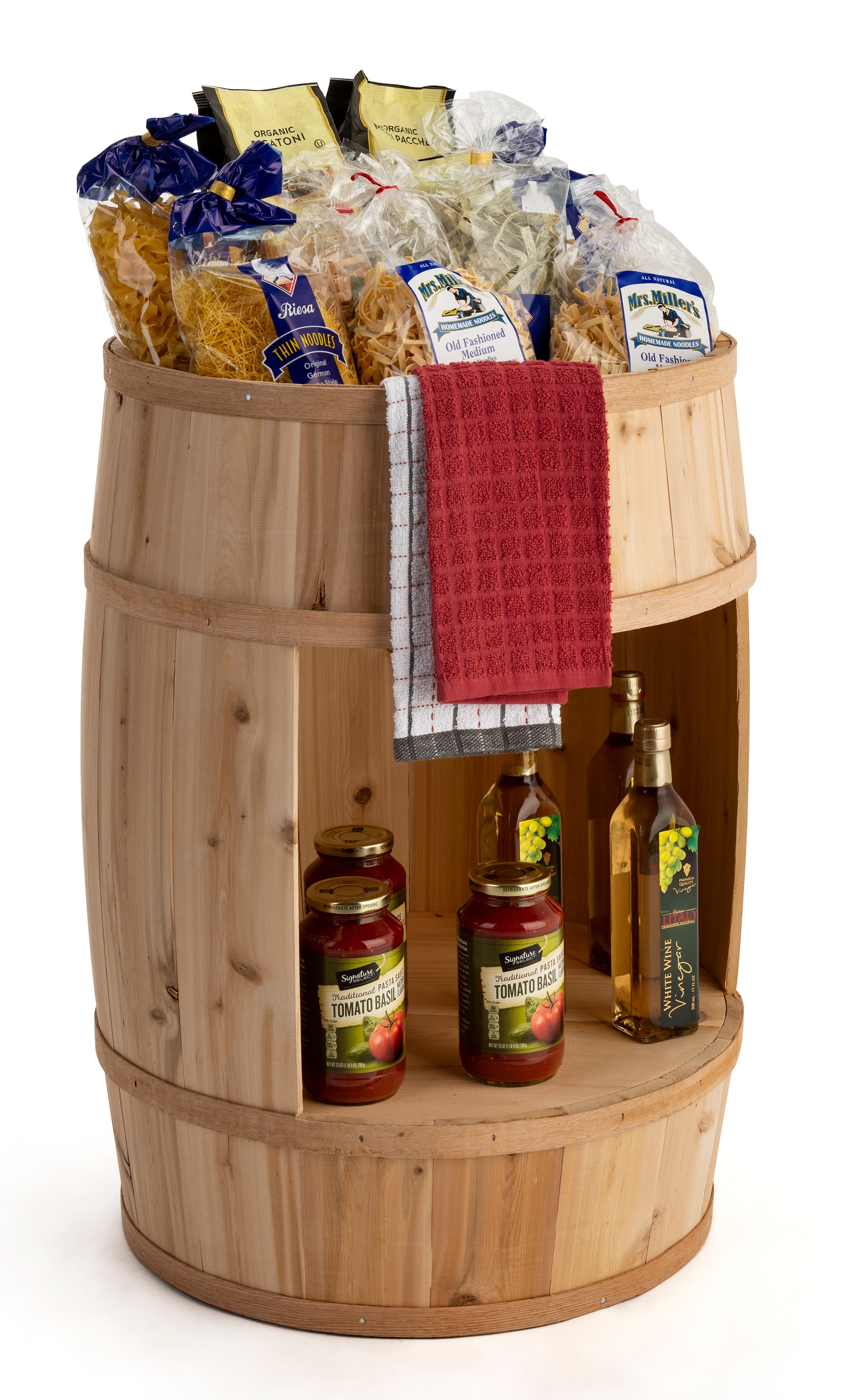 Bourbon barrel display case with natural cedar finish
