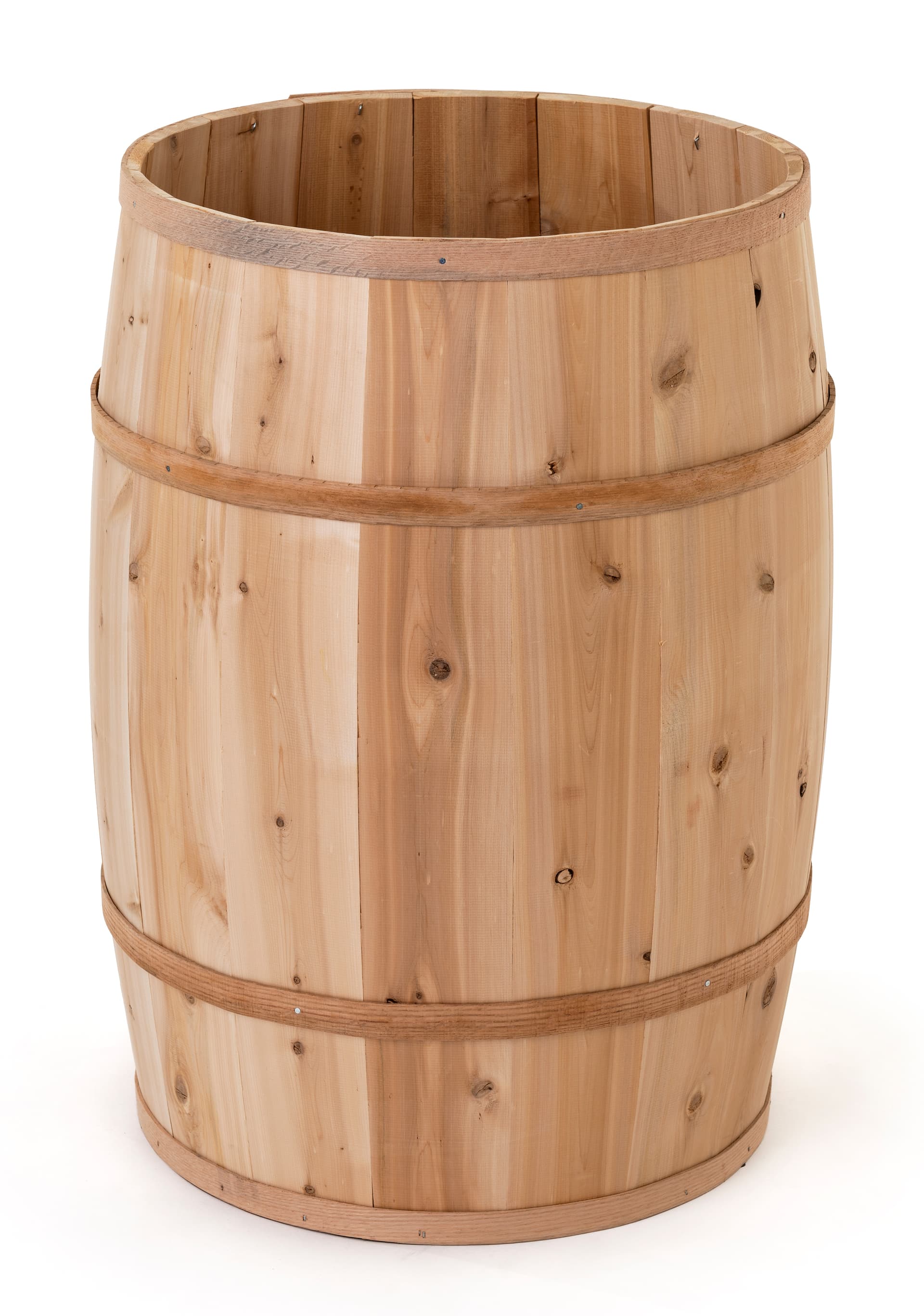 Wooden display barrel with overall height of 30.5 inches