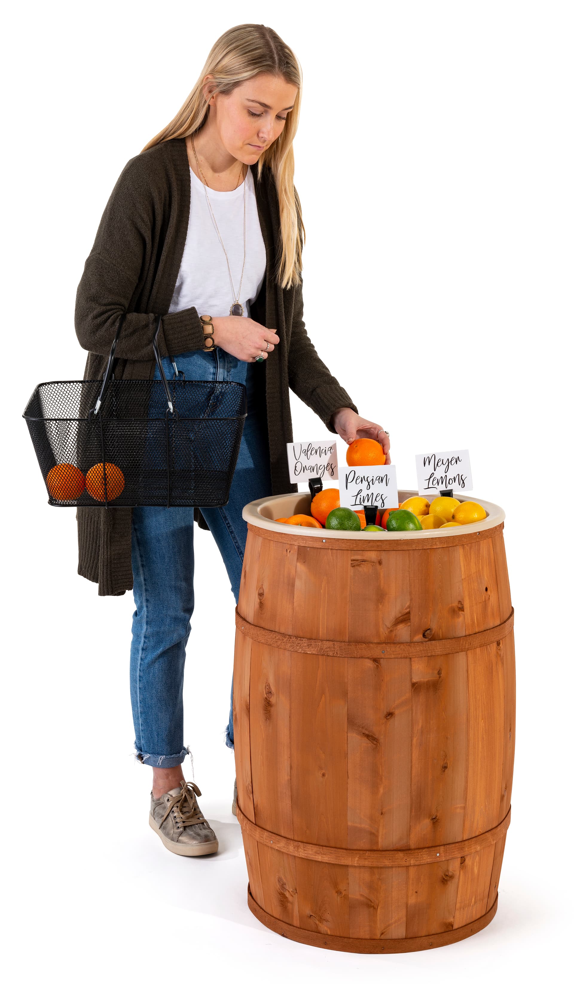 Food grade cedar barrel with 31 inch overall height