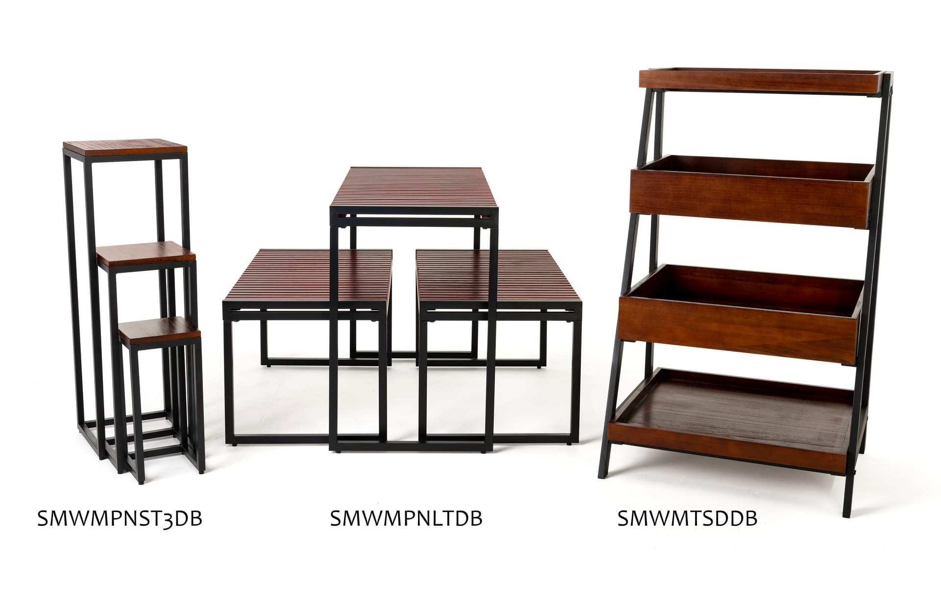 Rustic wood nesting tables includes matching pieces