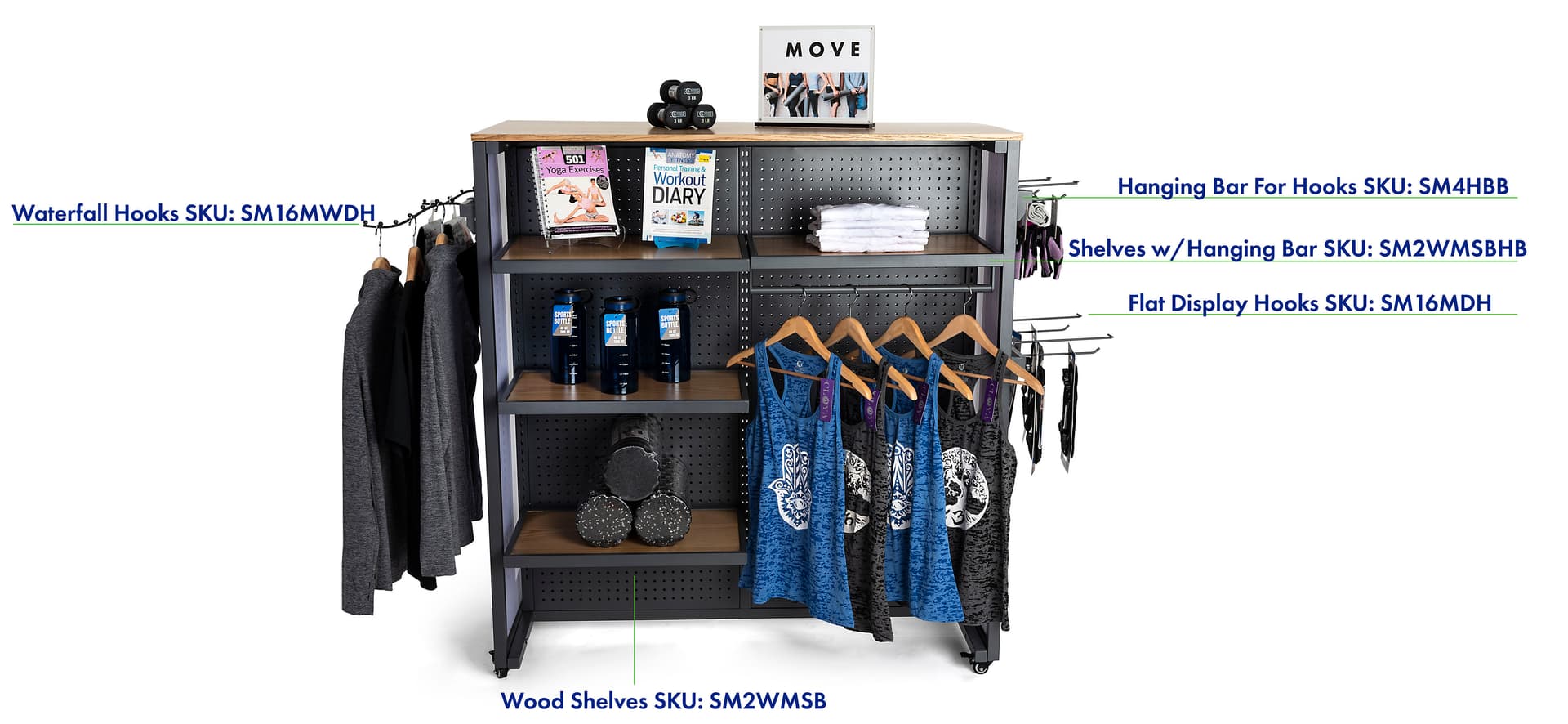 Rolling modular gondola unit with various accessory options