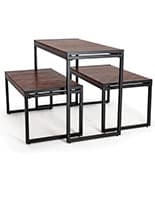 3-Piece rustic nesting table with slatted wood surface