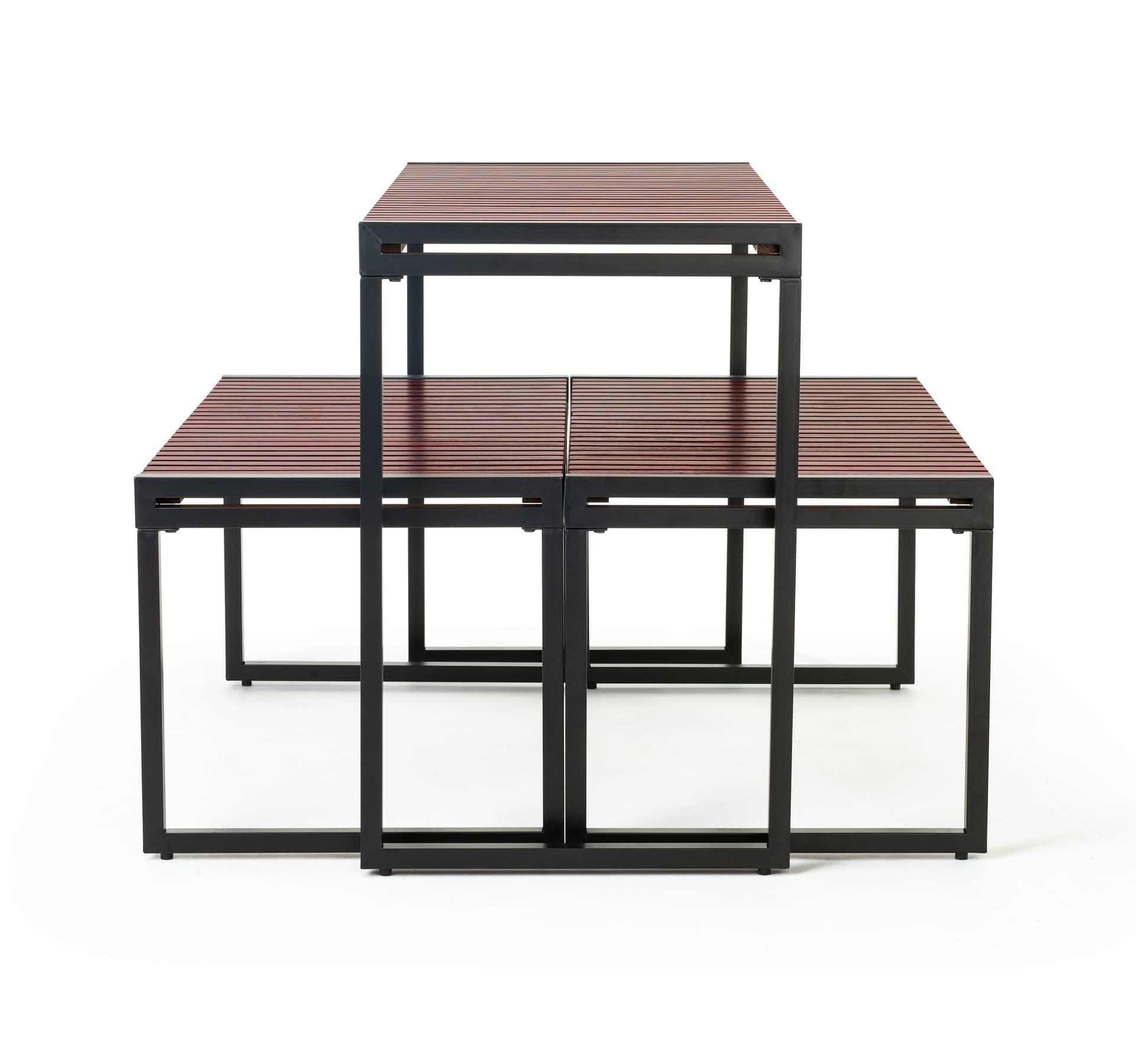 3-Piece rustic nesting table with a top height of 30 inches