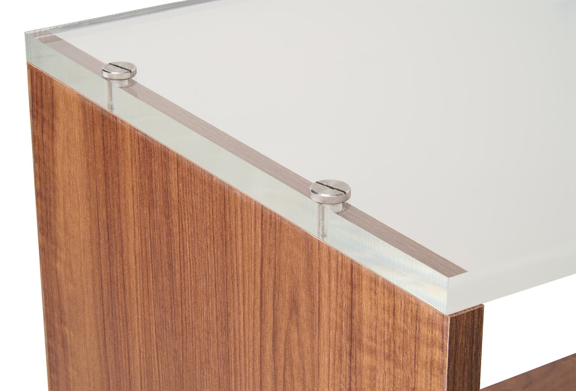 Wood nesting tables for retail display with 6 inch shelf clearance 