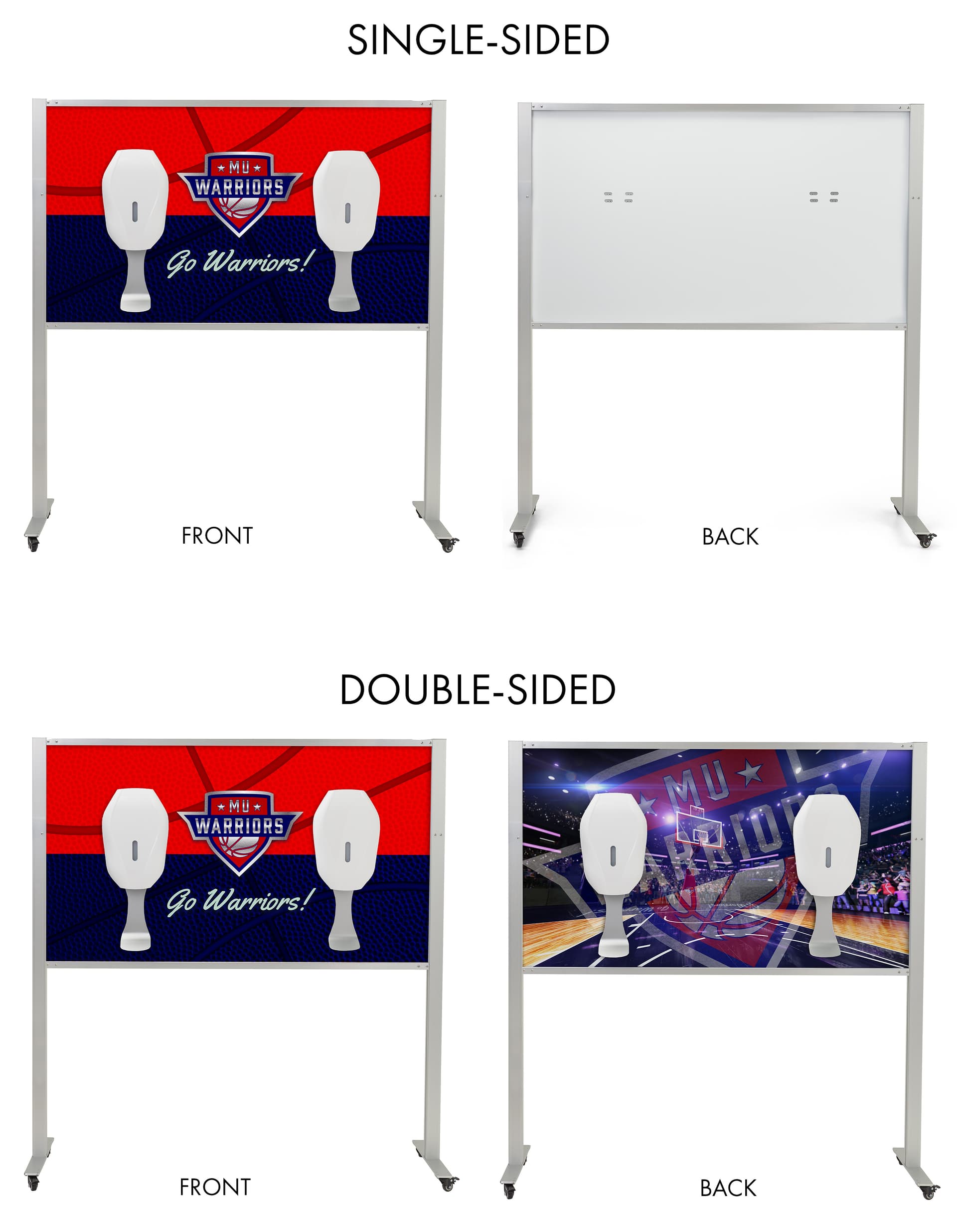 Multi-dispenser sanitizer stand with graphics for one or two sides