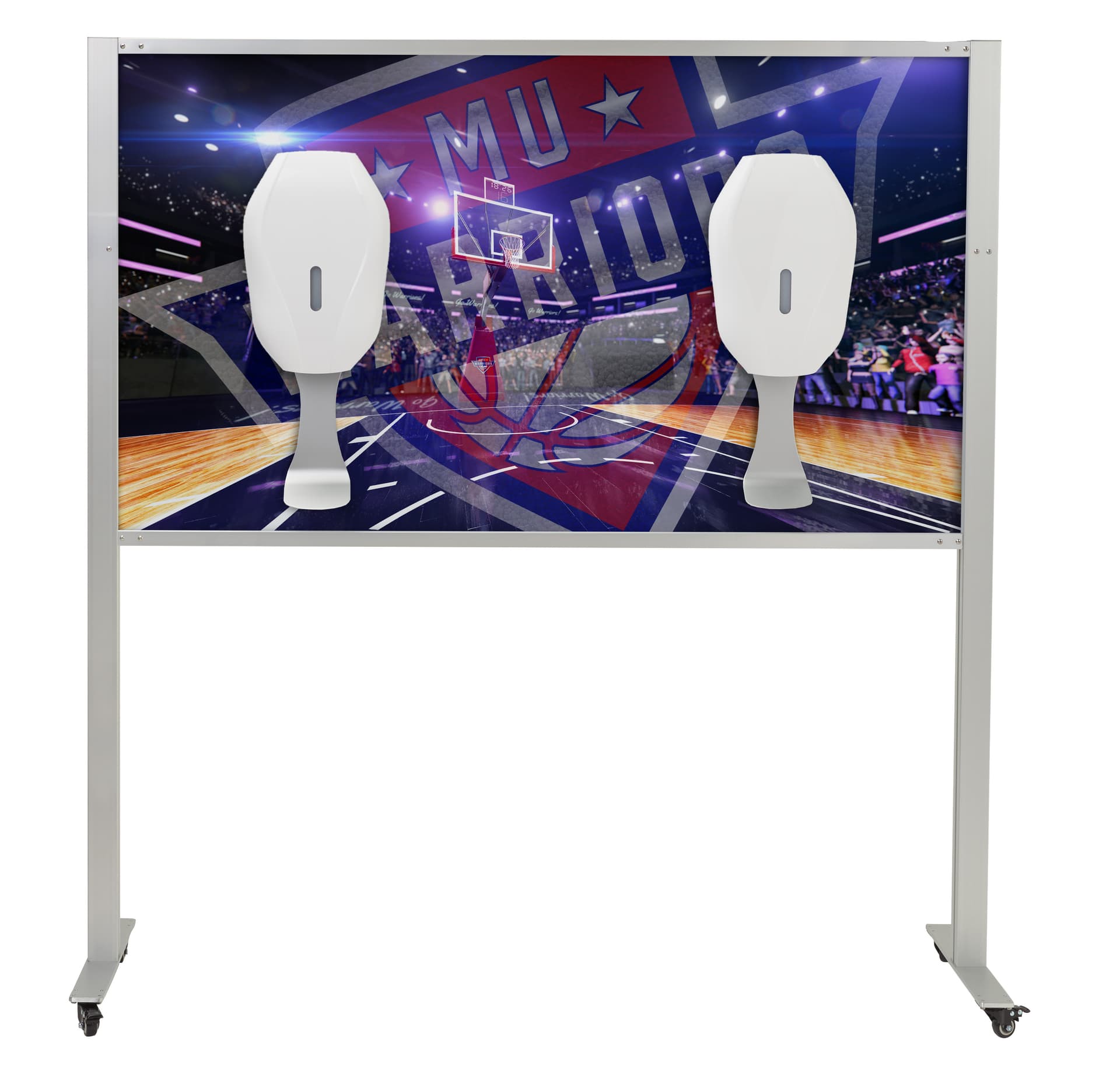 Multi-dispenser sanitizer stand with graphics and outdoor rated design