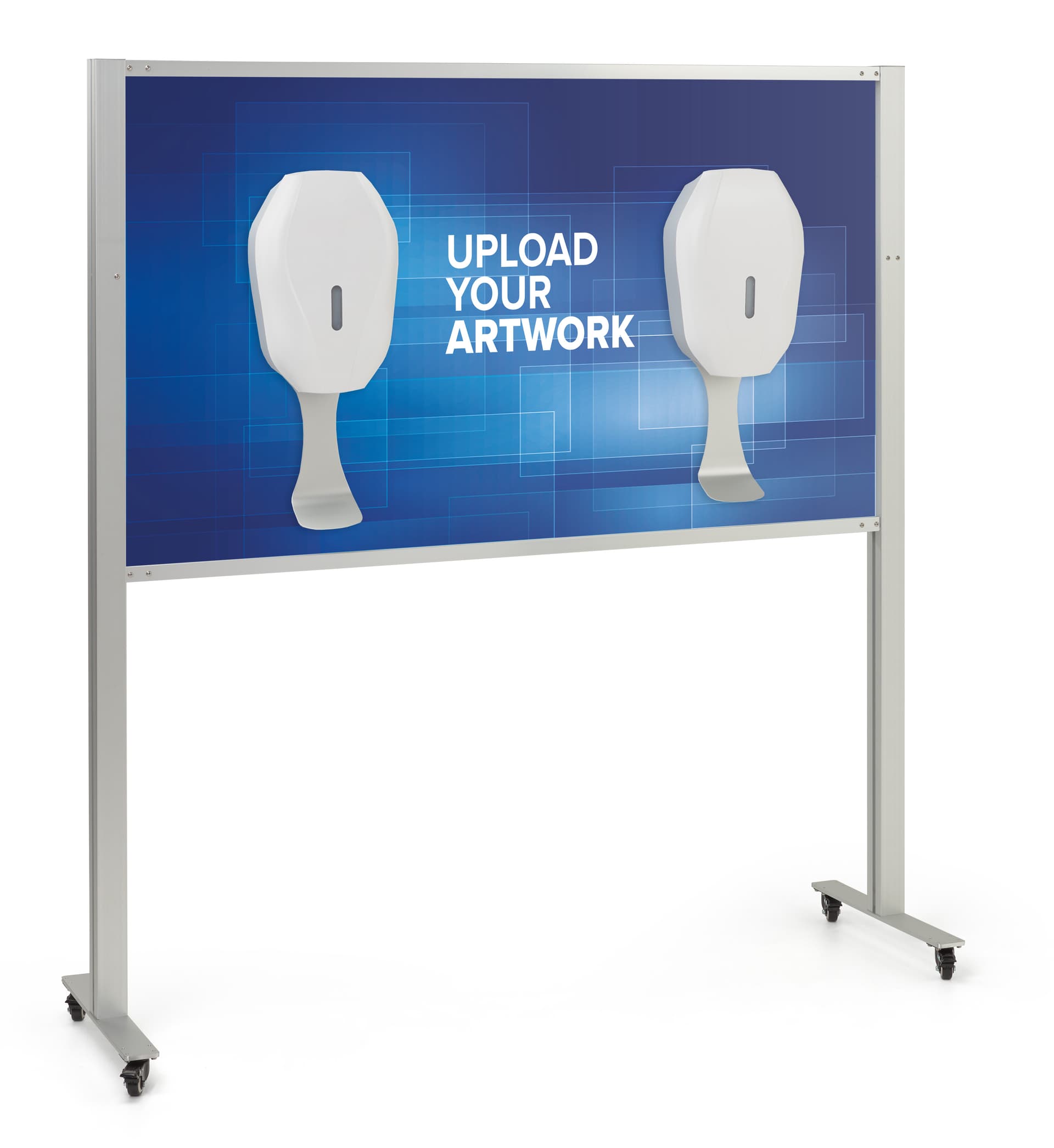 Multi-dispenser sanitizer stand with graphics and durable aluminum frame