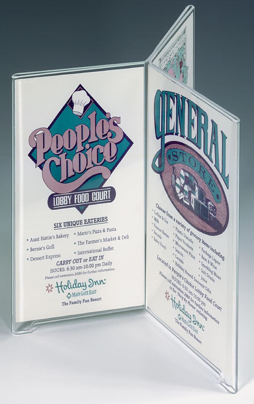 Menu Card Holder For (6) 4" x 9" Graphics w/Feet