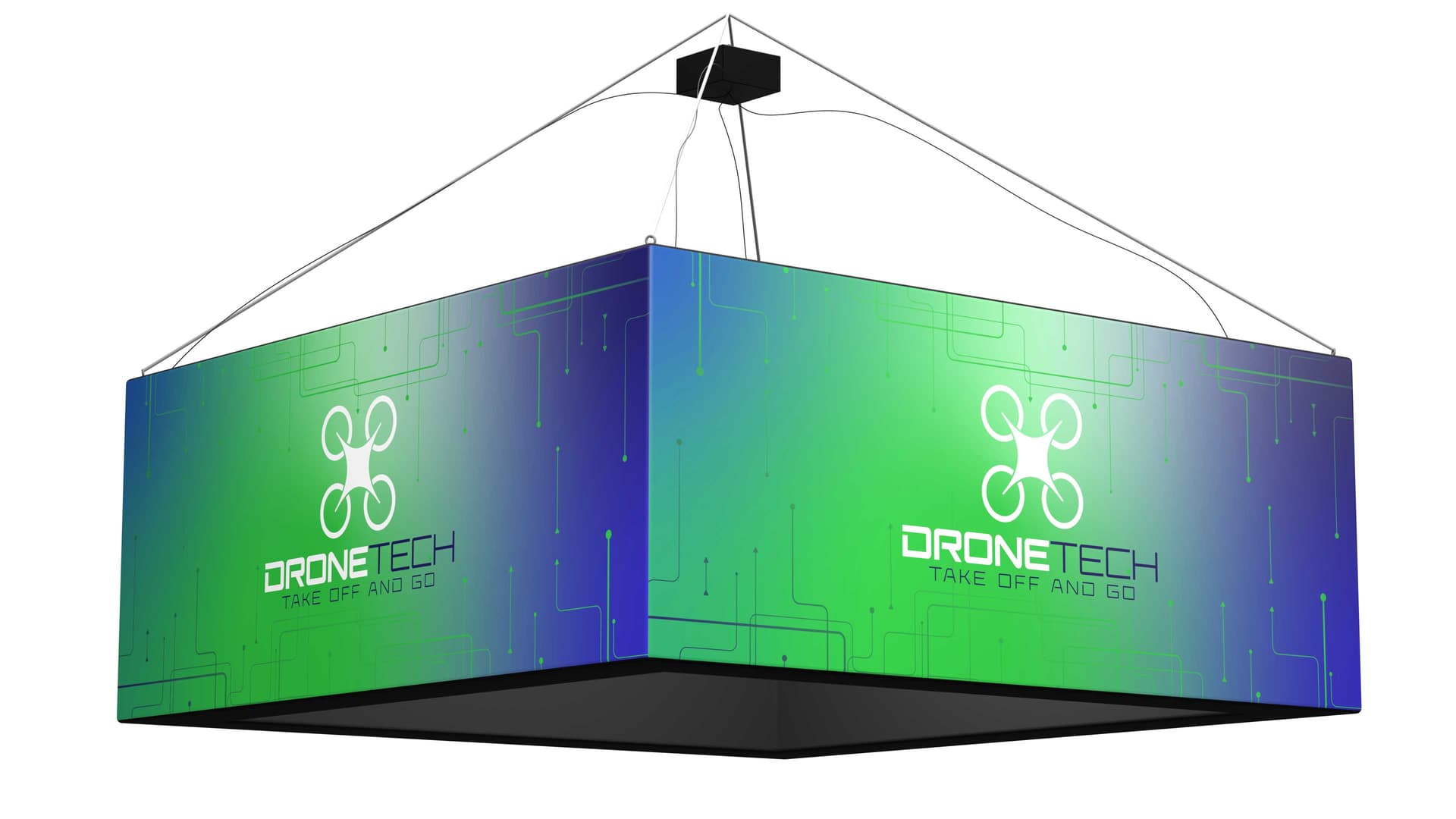 10' overhead hanging light box square sign with full color graphics