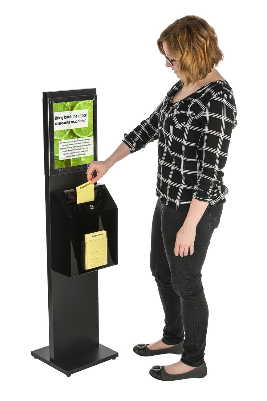 Lockable Black Literature Stand with Ballot Box